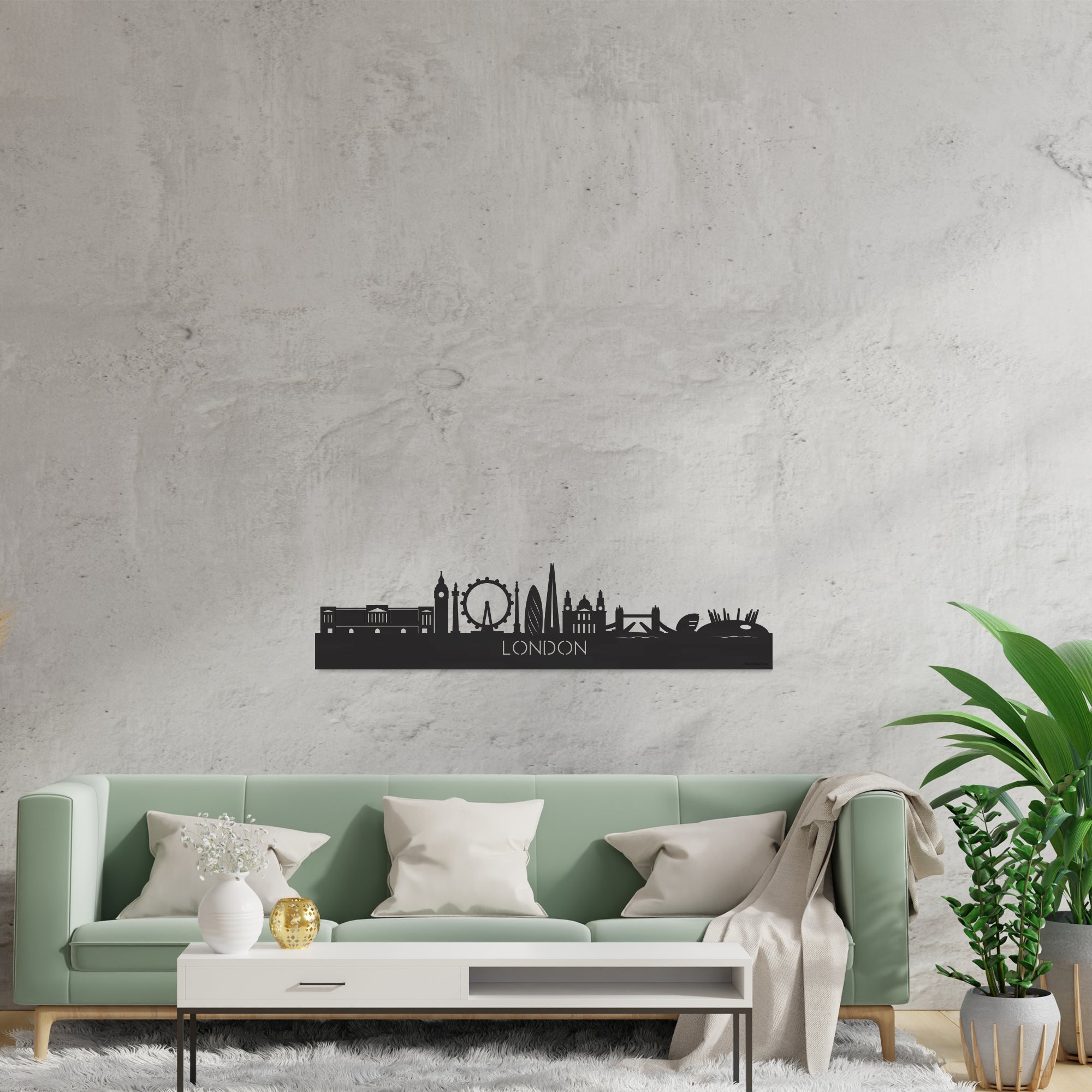 Skyline London Zwart houten cadeau decoratie relatiegeschenk van WoodWideCities