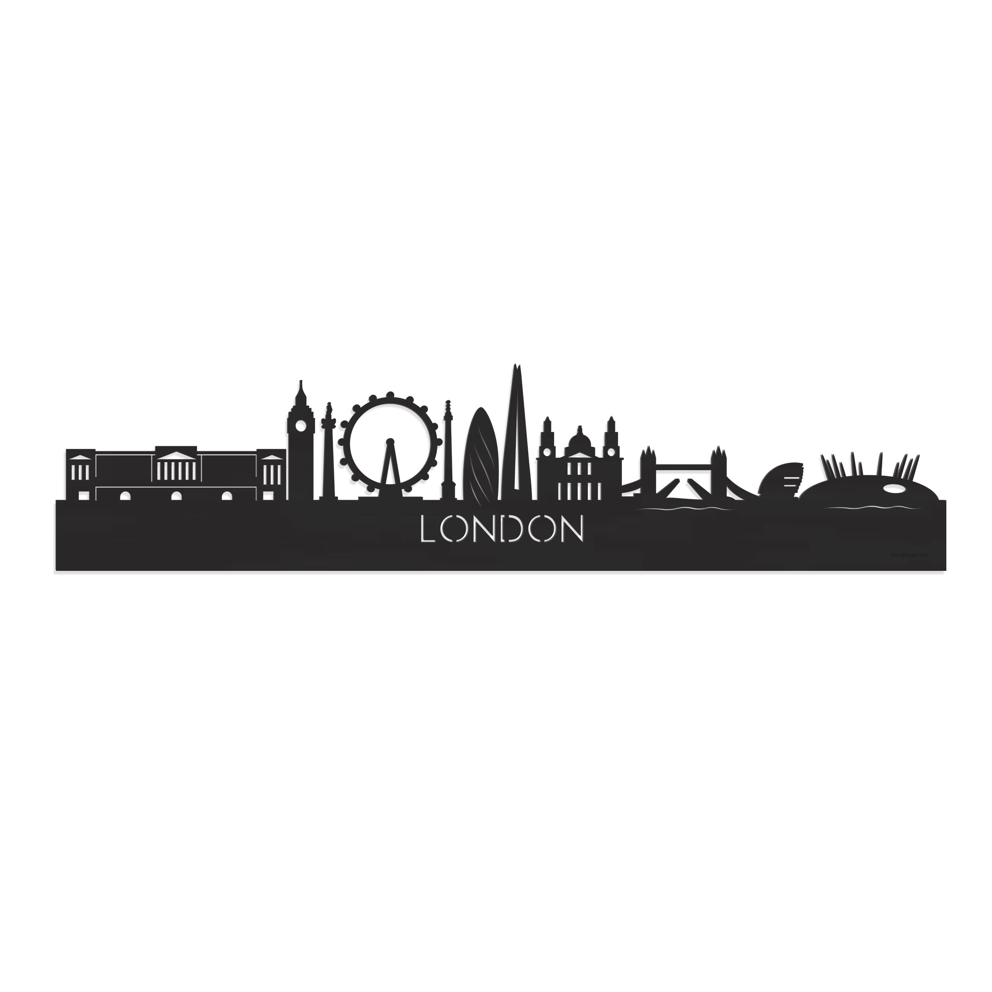 Skyline London Zwart houten cadeau decoratie relatiegeschenk van WoodWideCities