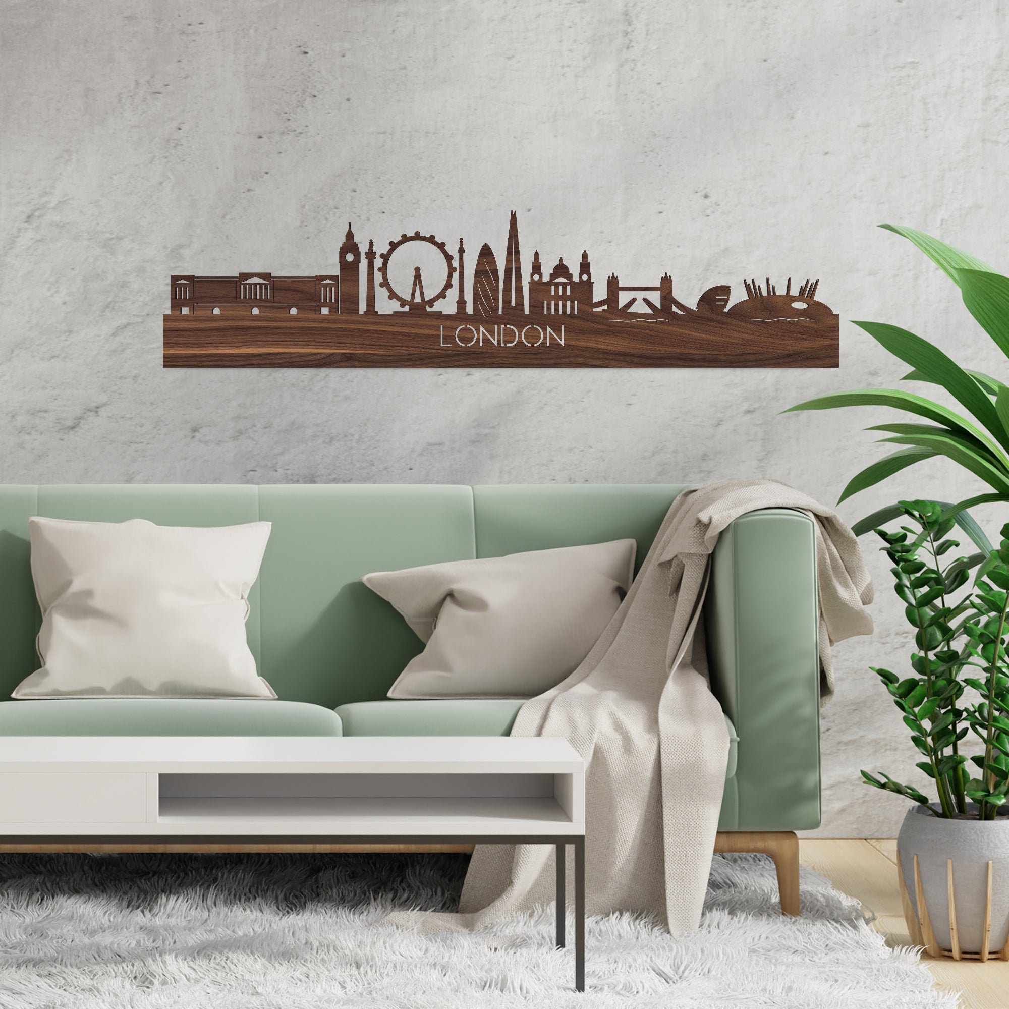 Skyline London Noten houten cadeau decoratie relatiegeschenk van WoodWideCities