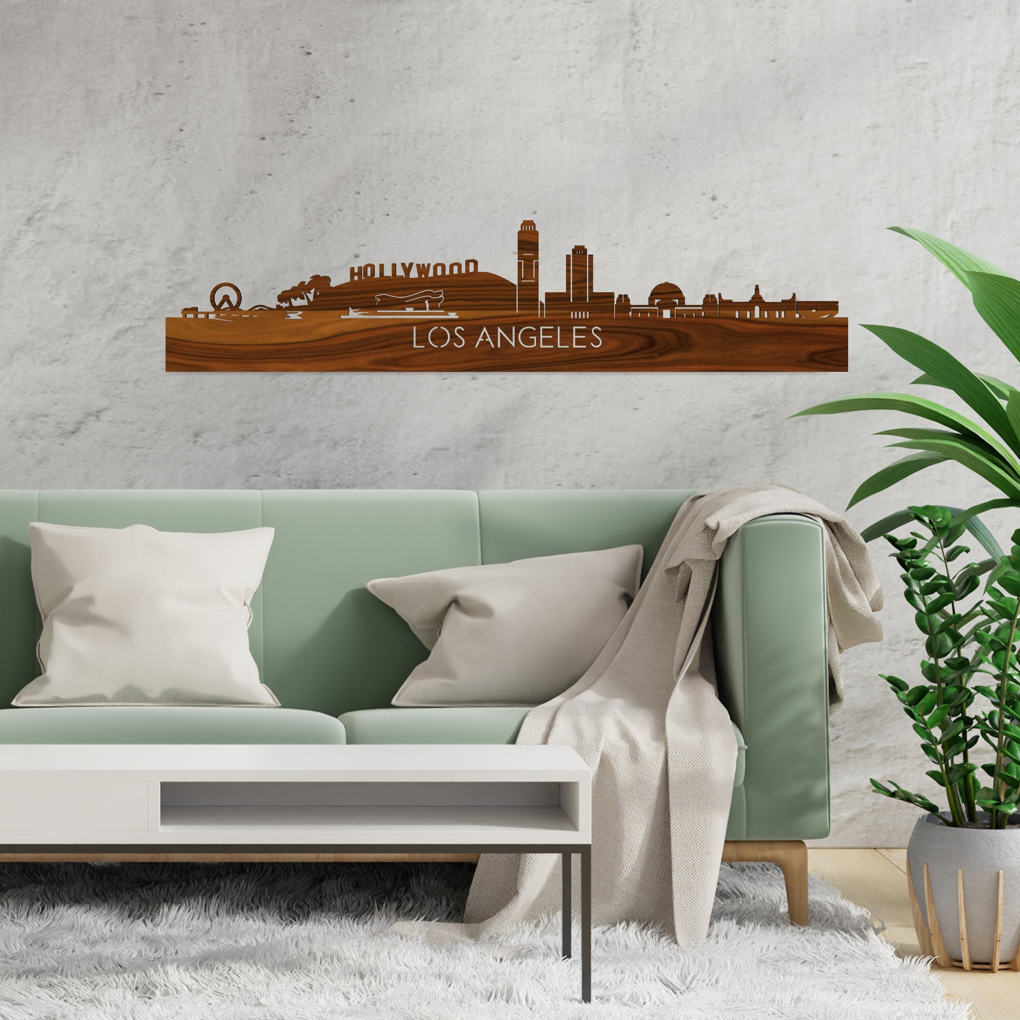 Skyline Los-angeles Palissander houten cadeau decoratie relatiegeschenk van WoodWideCities