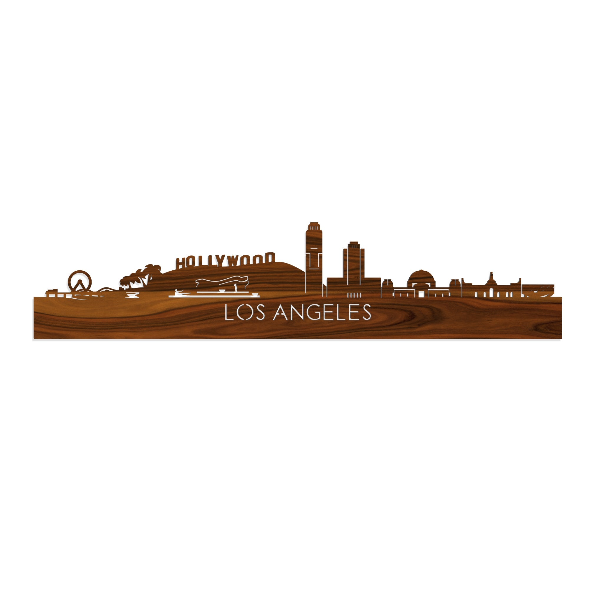 Skyline Los-angeles Palissander houten cadeau decoratie relatiegeschenk van WoodWideCities