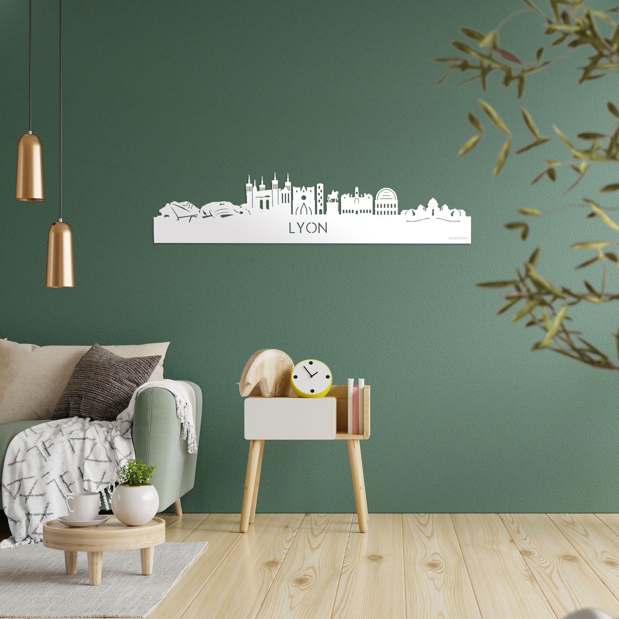 Skyline Lyon Wit glanzend gerecycled kunststof cadeau decoratie relatiegeschenk van WoodWideCities