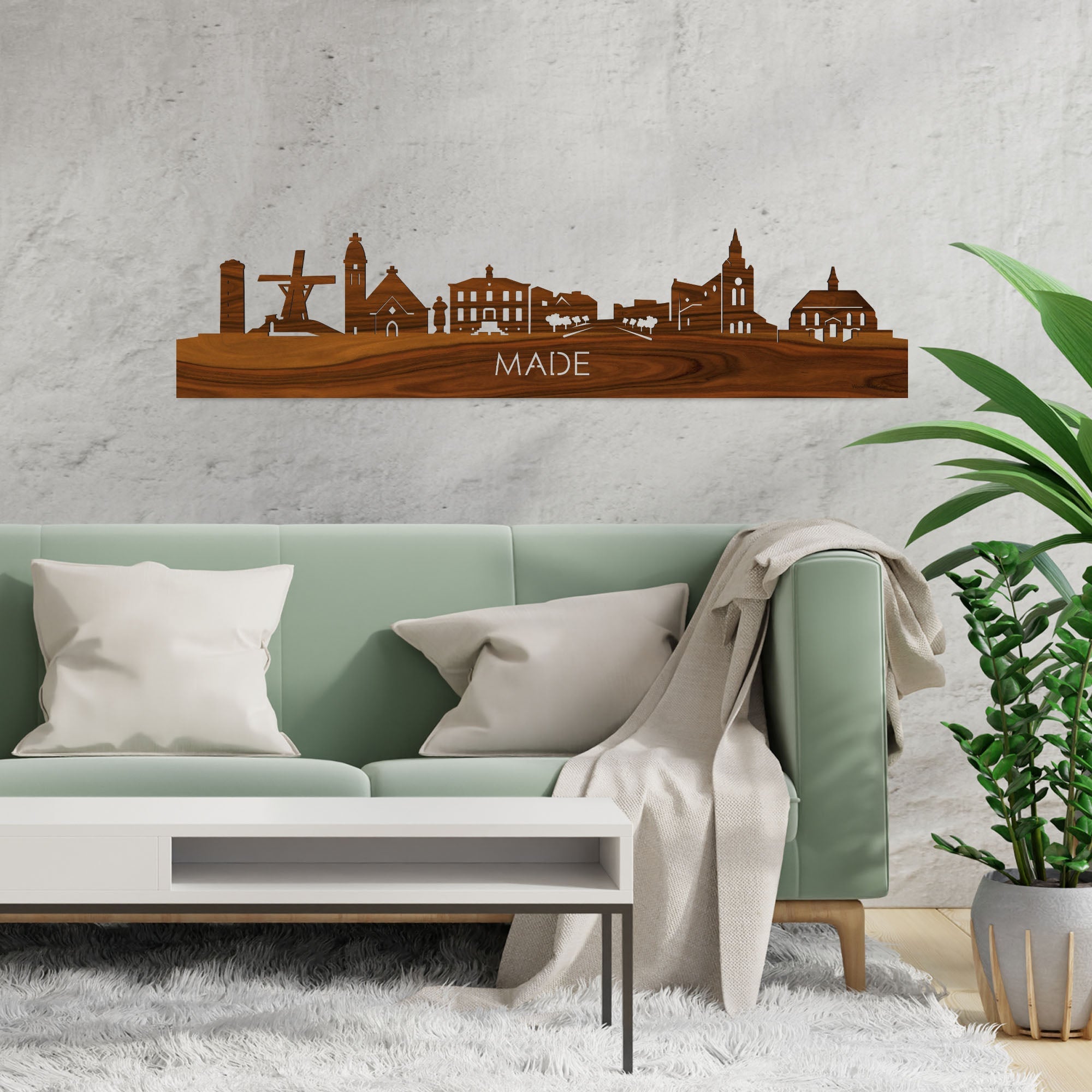 Skyline Made Palissander houten cadeau decoratie relatiegeschenk van WoodWideCities