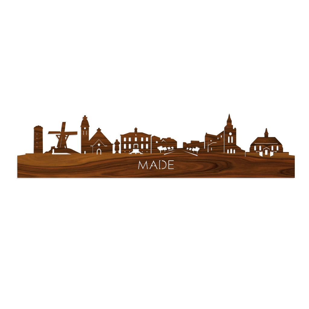 Skyline Made Palissander houten cadeau decoratie relatiegeschenk van WoodWideCities