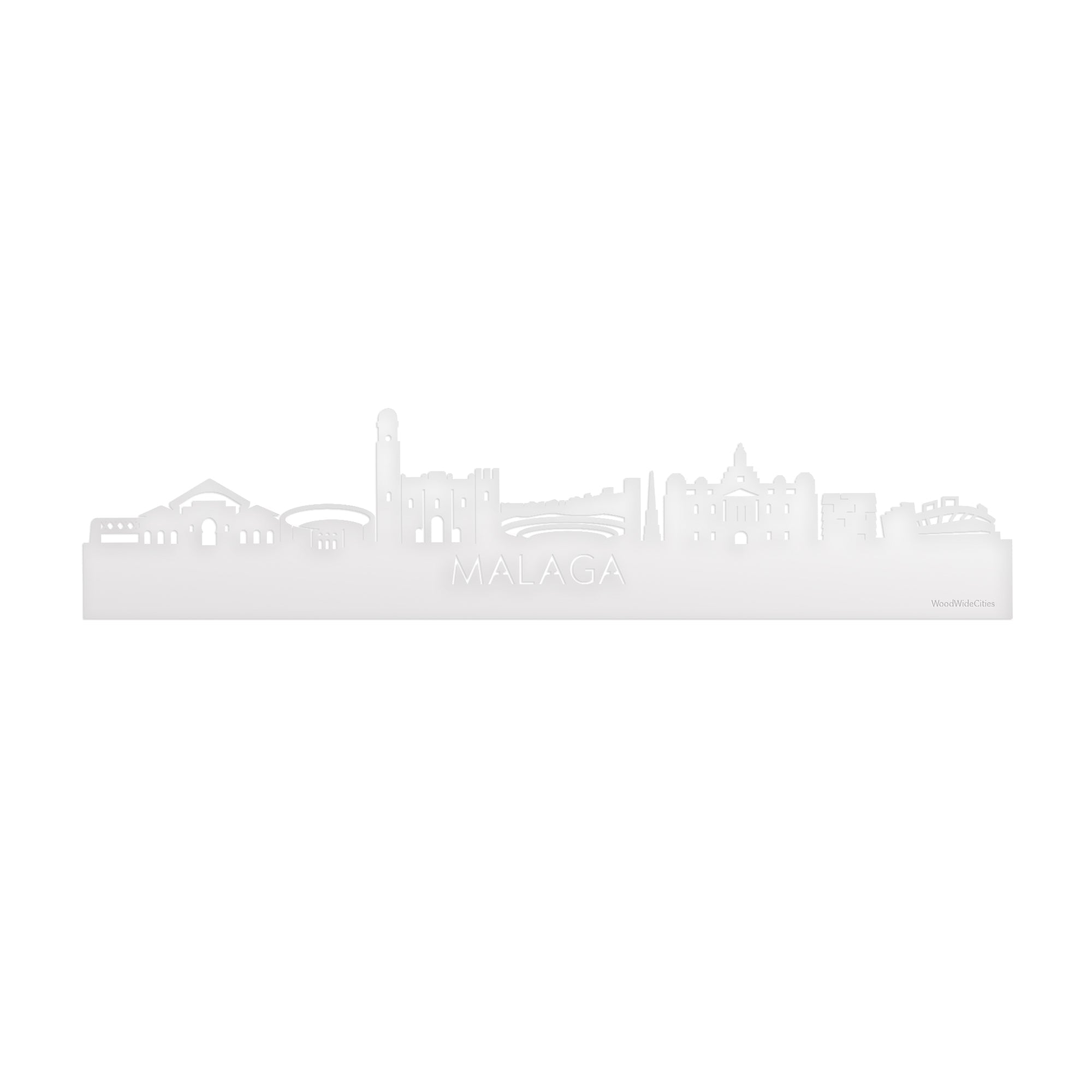 Skyline Malaga Wit glanzend gerecycled kunststof cadeau decoratie relatiegeschenk van WoodWideCities
