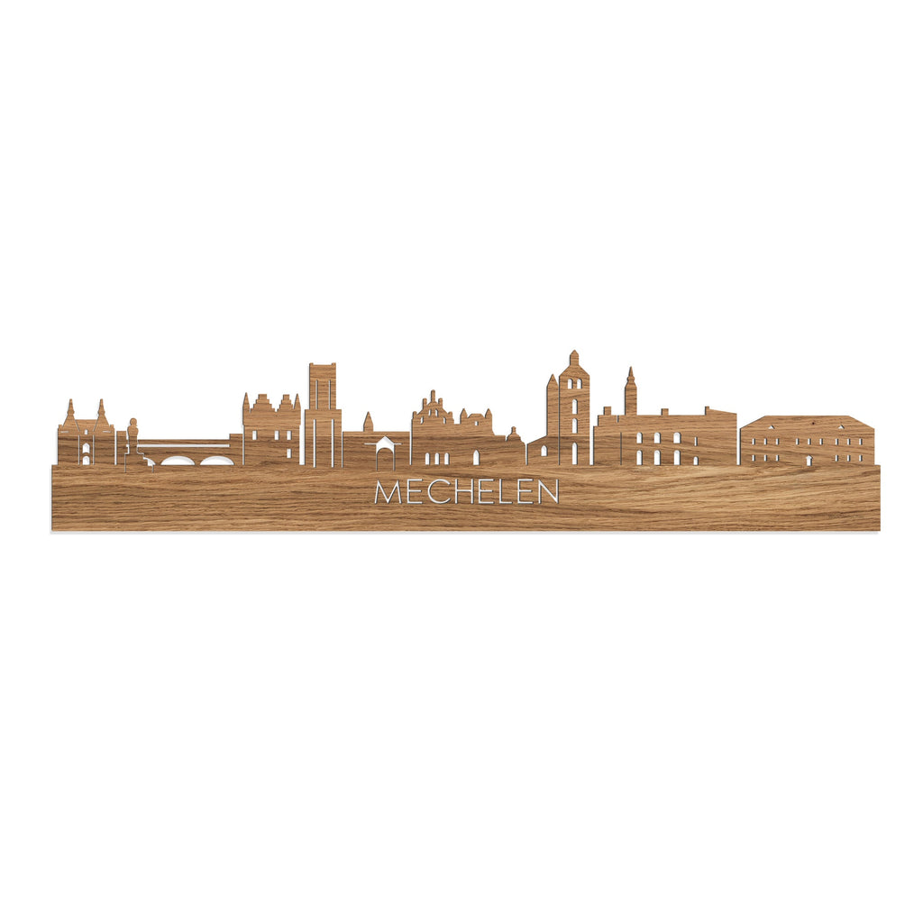 Skyline Mechelen Eiken houten cadeau decoratie relatiegeschenk van WoodWideCities