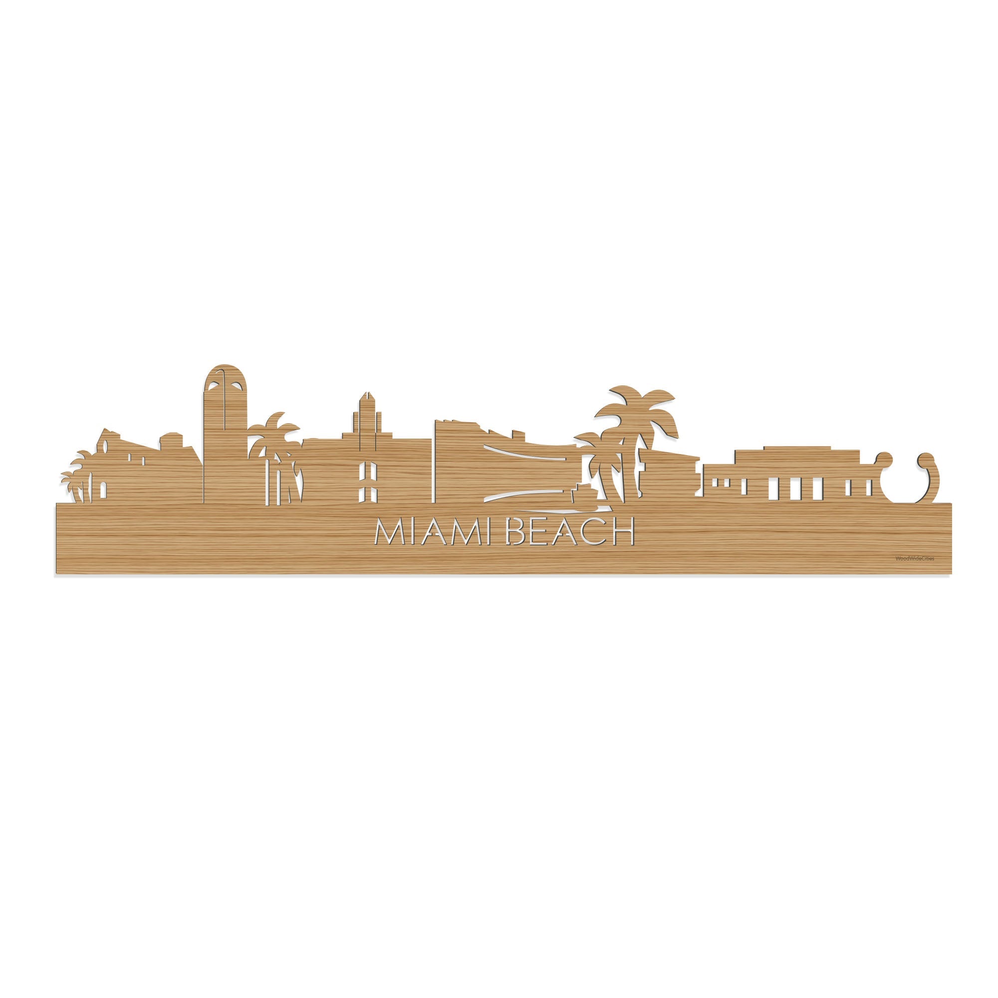 Skyline Miami-beach Bamboe houten cadeau decoratie relatiegeschenk van WoodWideCities