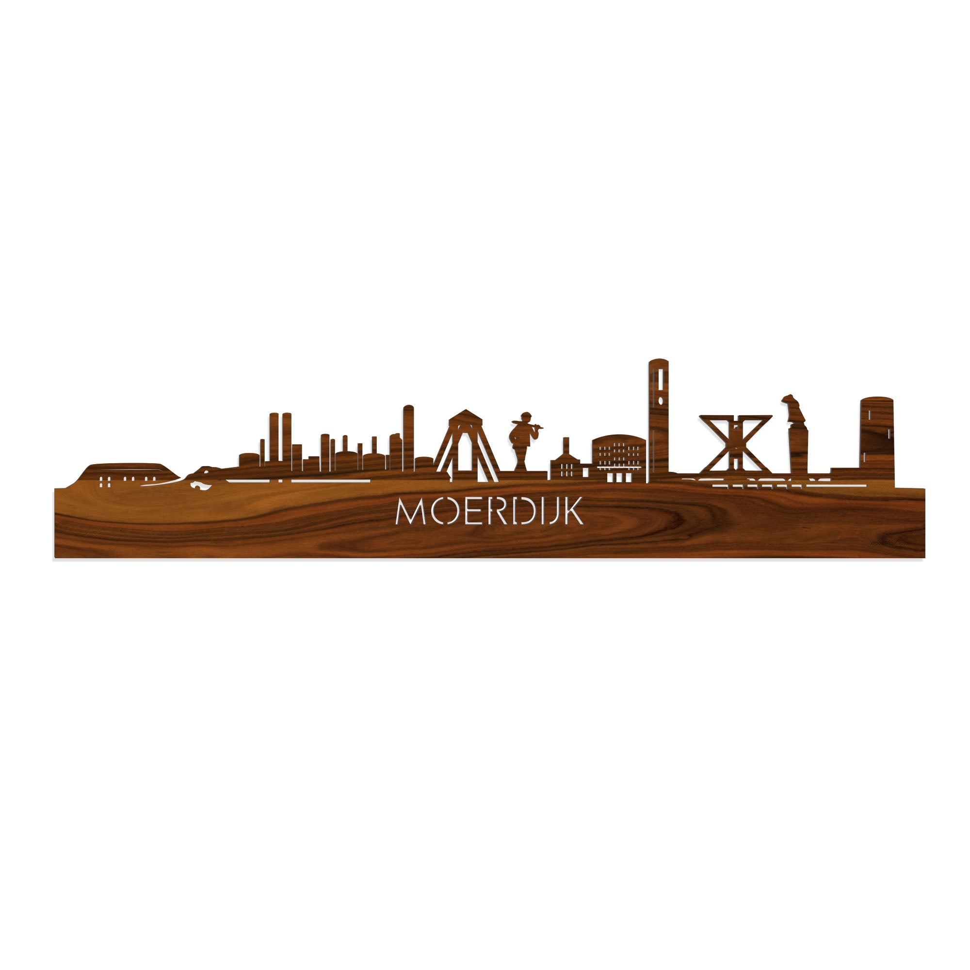 Skyline Moerdijk Palissander houten cadeau decoratie relatiegeschenk van WoodWideCities