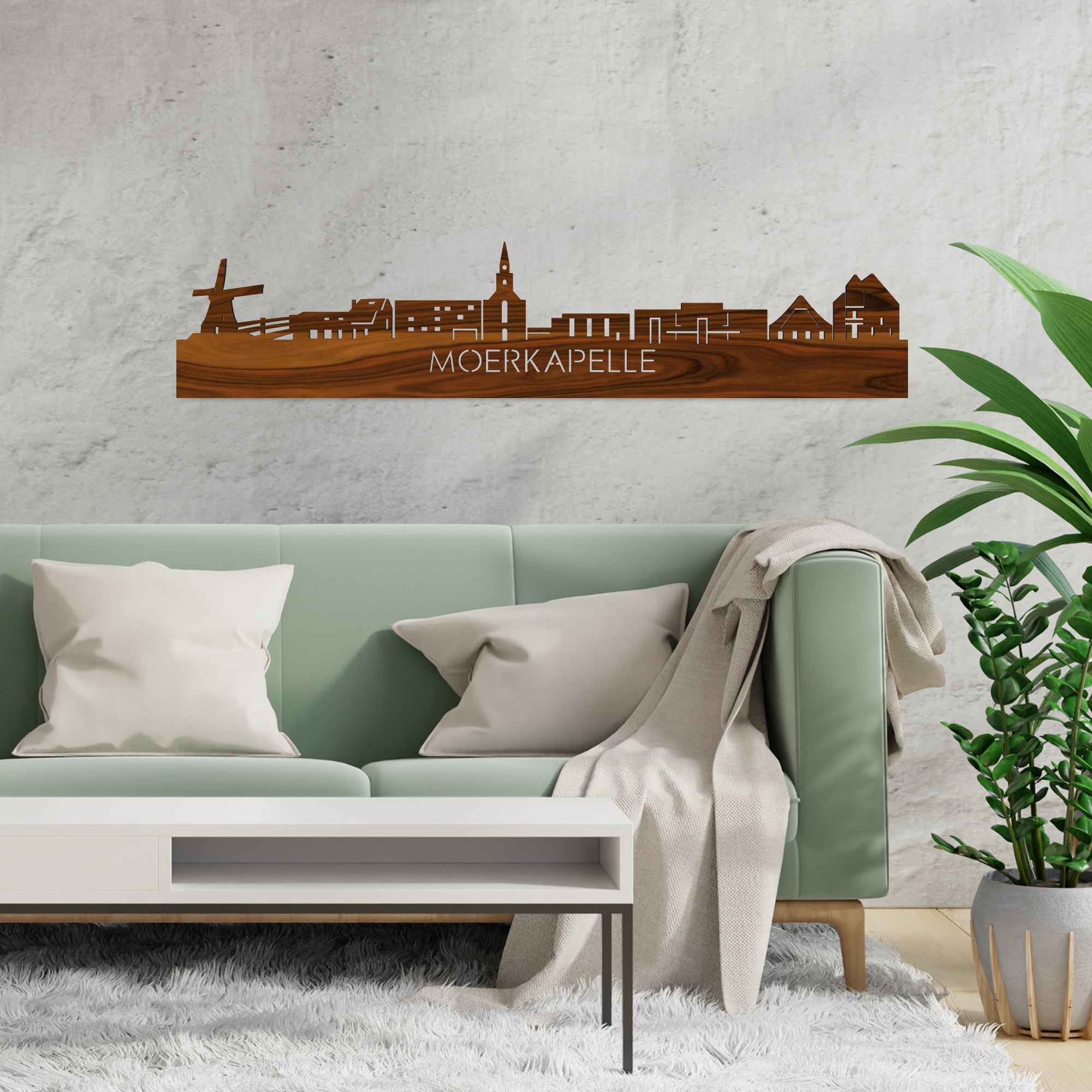 Skyline Moerkapelle Palissander houten cadeau decoratie relatiegeschenk van WoodWideCities