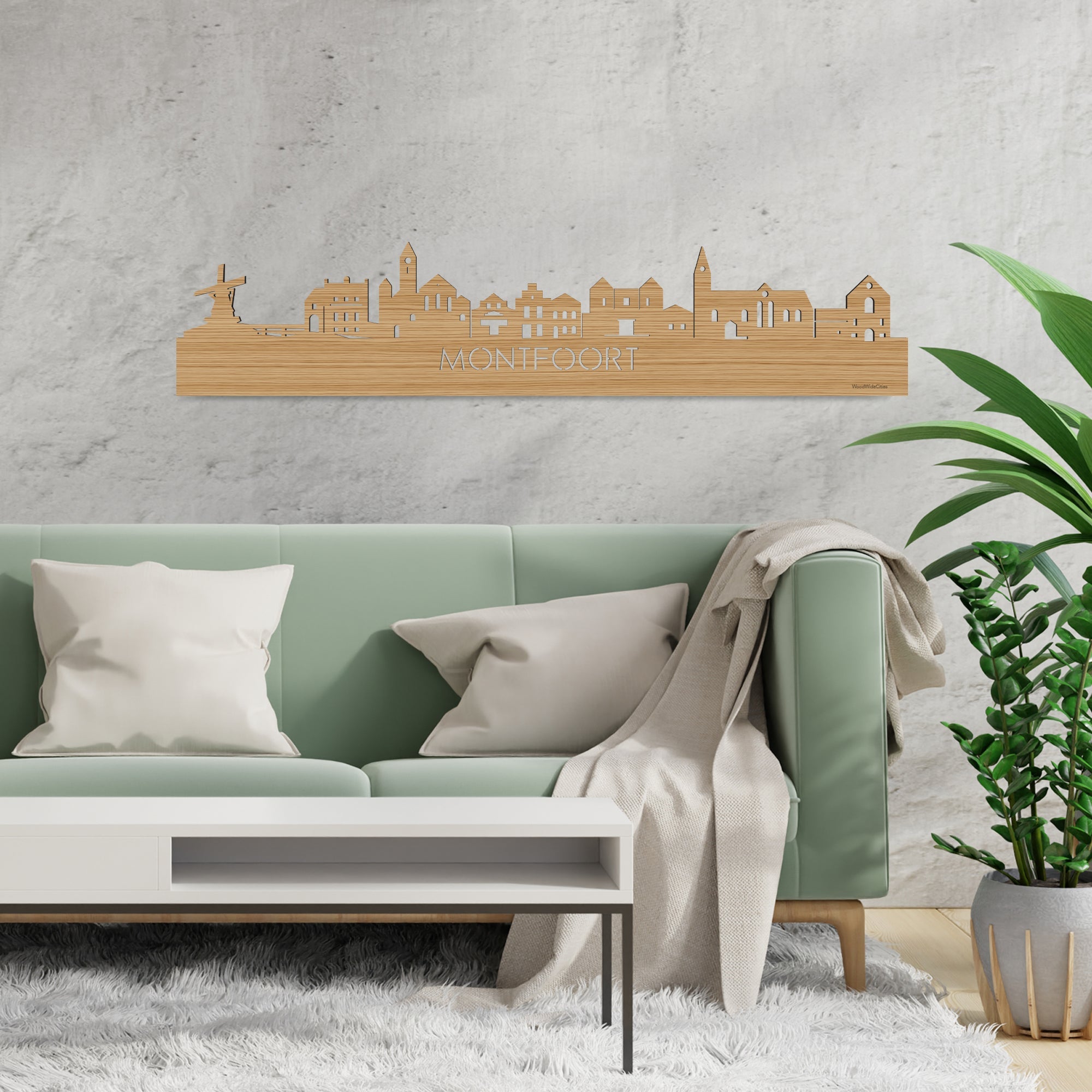 Skyline Montfoort Bamboe houten cadeau decoratie relatiegeschenk van WoodWideCities