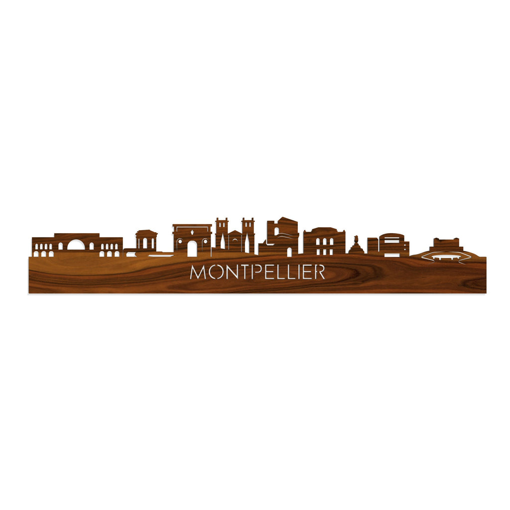 Skyline Montpellier Palissander houten cadeau decoratie relatiegeschenk van WoodWideCities