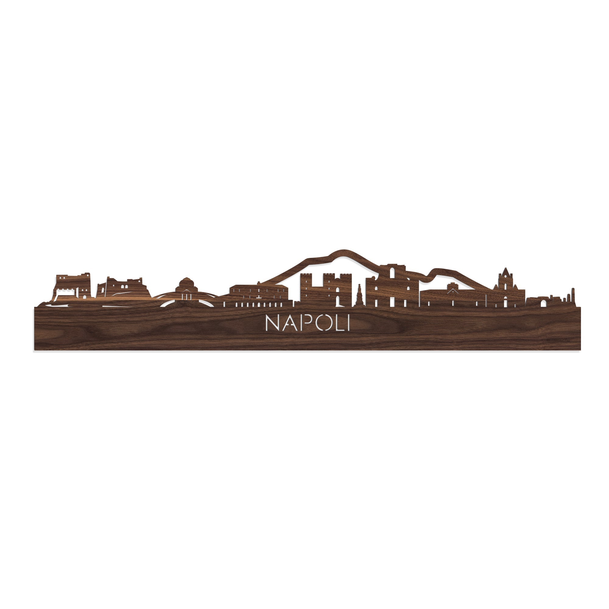 Skyline Napoli Noten houten cadeau decoratie relatiegeschenk van WoodWideCities