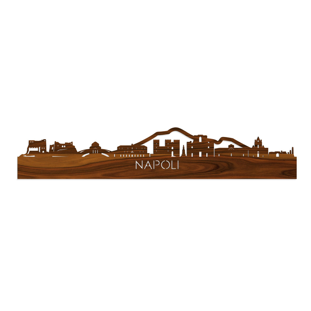 Skyline Napoli Palissander houten cadeau decoratie relatiegeschenk van WoodWideCities