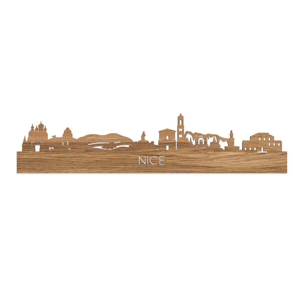 Skyline Nice Eiken houten cadeau decoratie relatiegeschenk van WoodWideCities