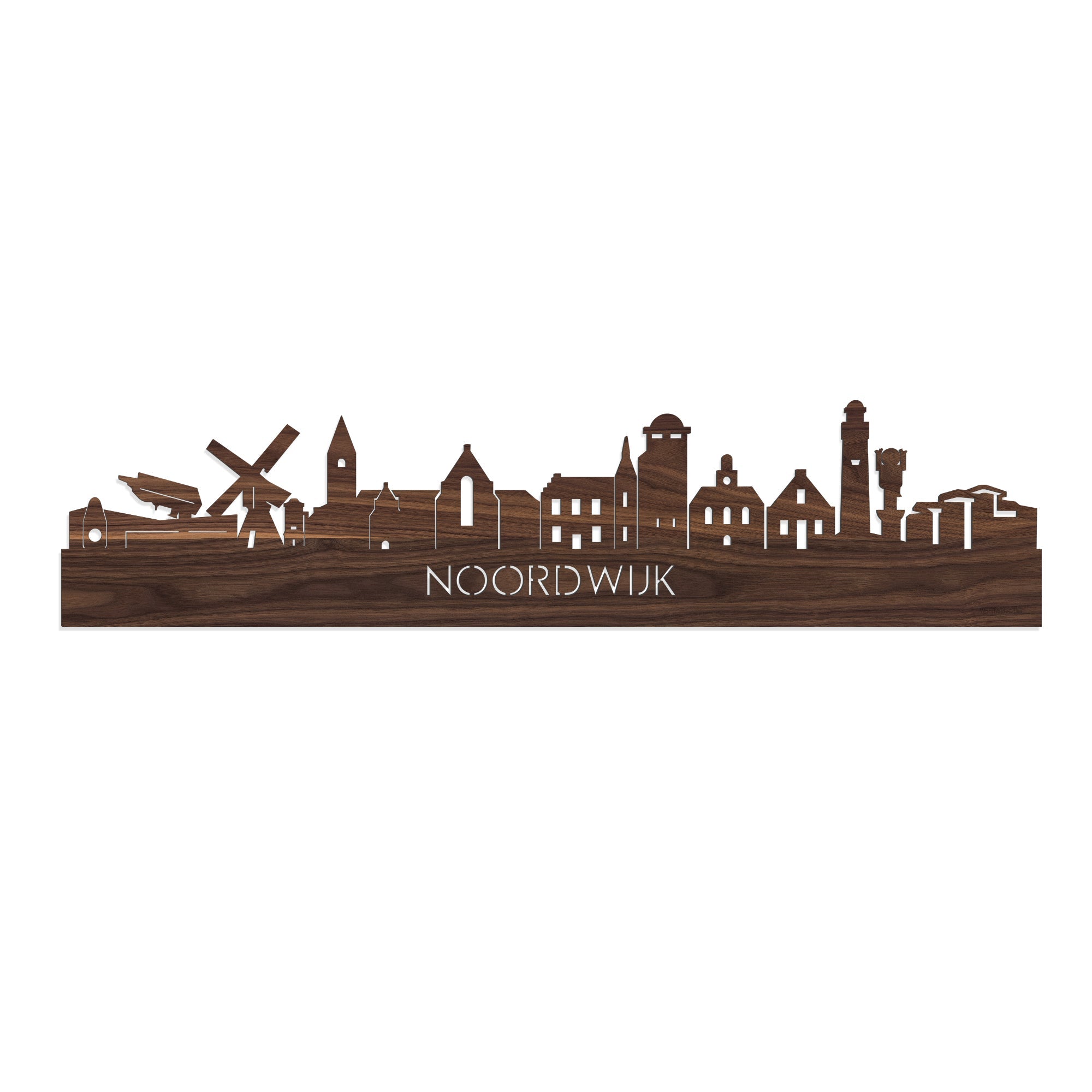 Skyline Noordwijk Noten houten cadeau decoratie relatiegeschenk van WoodWideCities