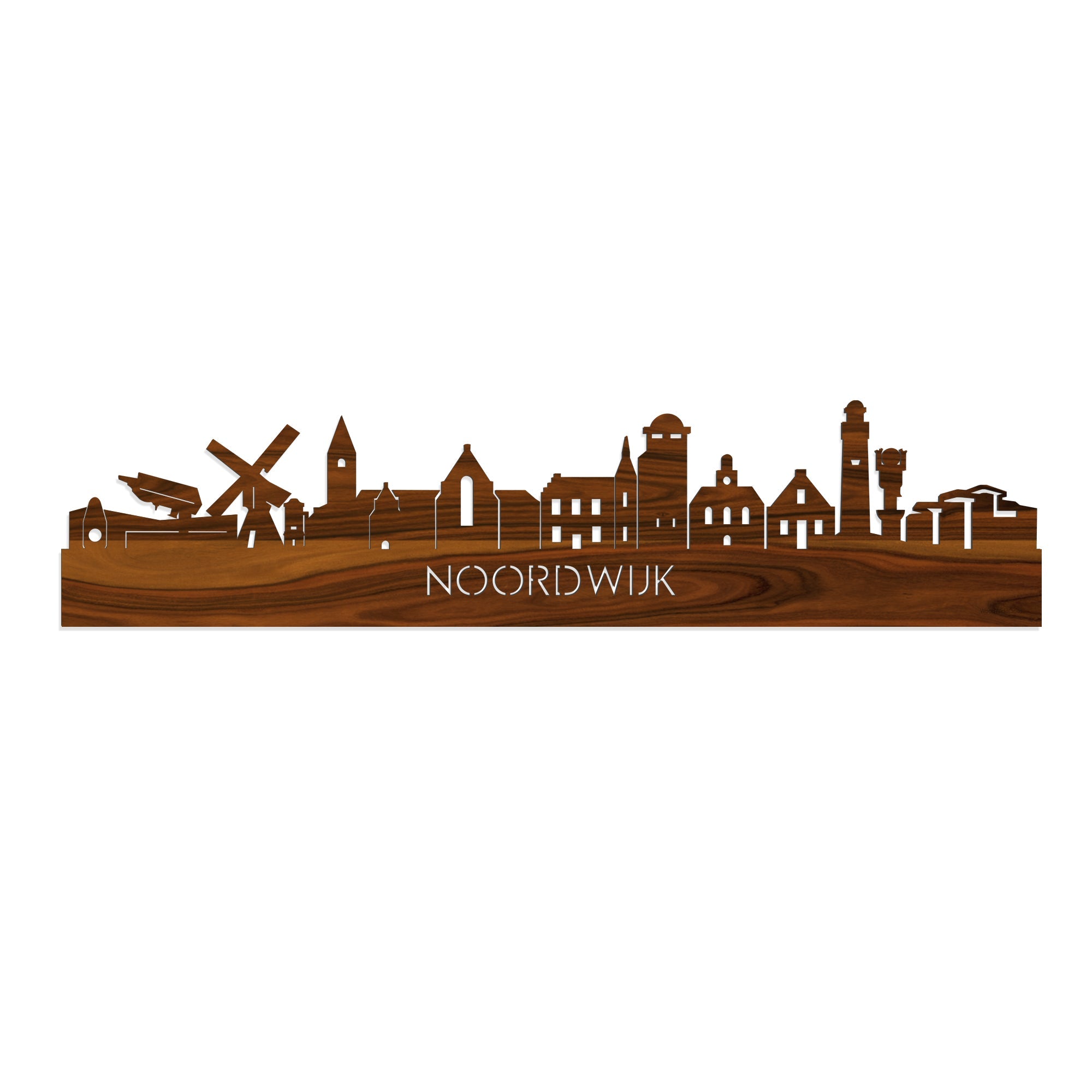 Skyline Noordwijk Palissander houten cadeau decoratie relatiegeschenk van WoodWideCities