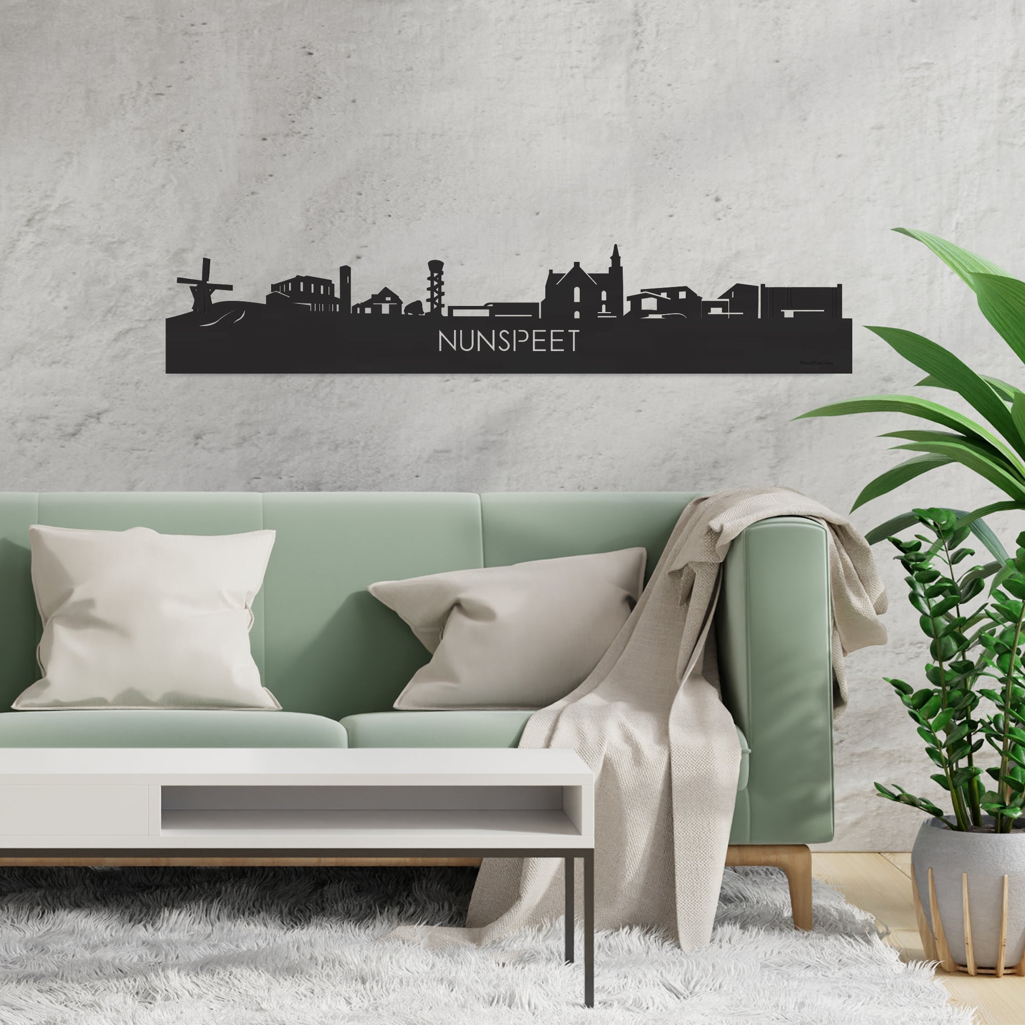 Skyline Nunspeet Zwart houten cadeau decoratie relatiegeschenk van WoodWideCities