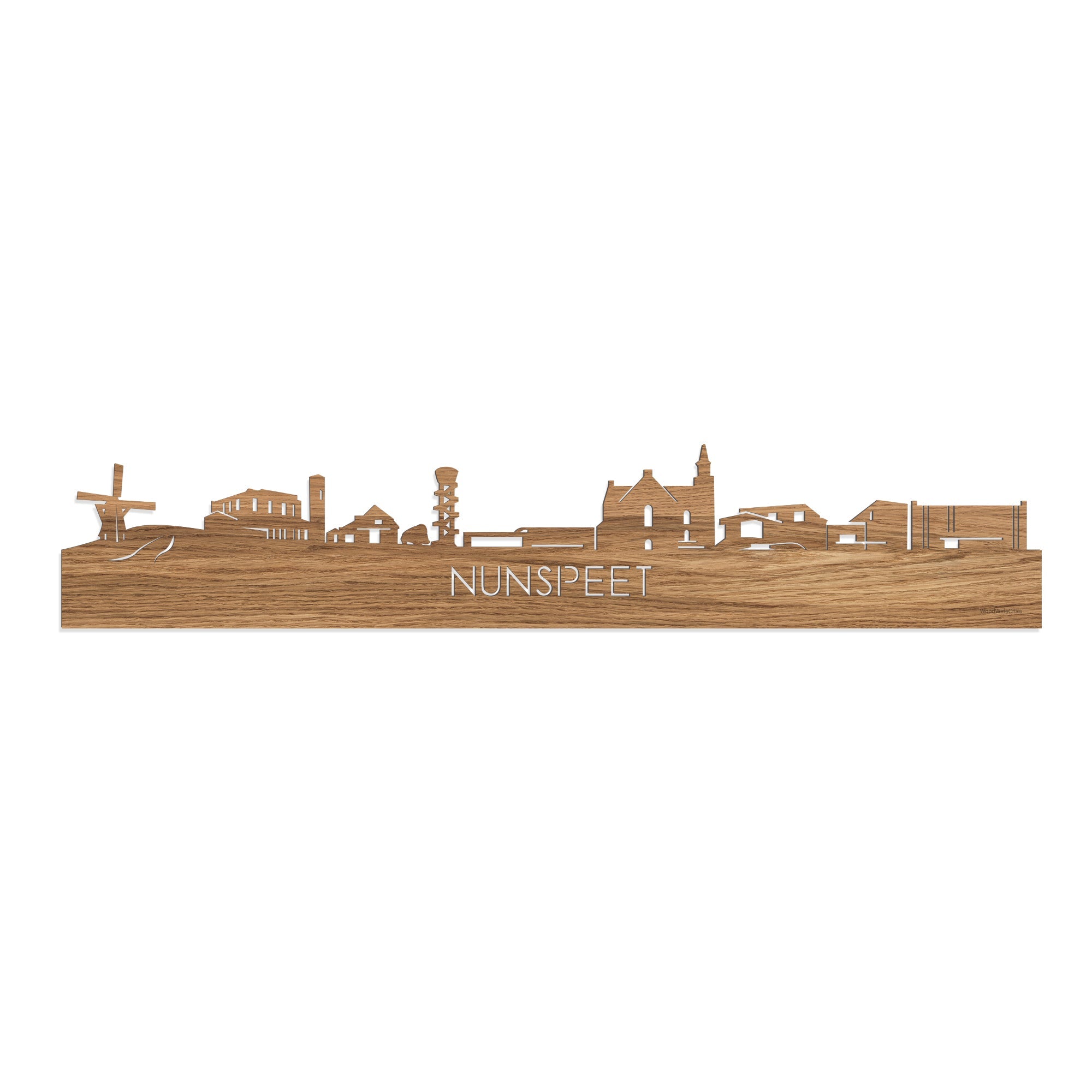 Skyline Nunspeet Eiken houten cadeau decoratie relatiegeschenk van WoodWideCities