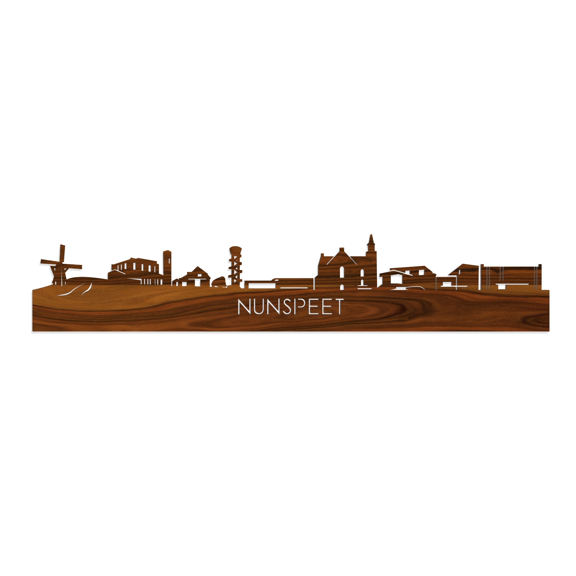 Skyline Nunspeet Palissander houten cadeau decoratie relatiegeschenk van WoodWideCities