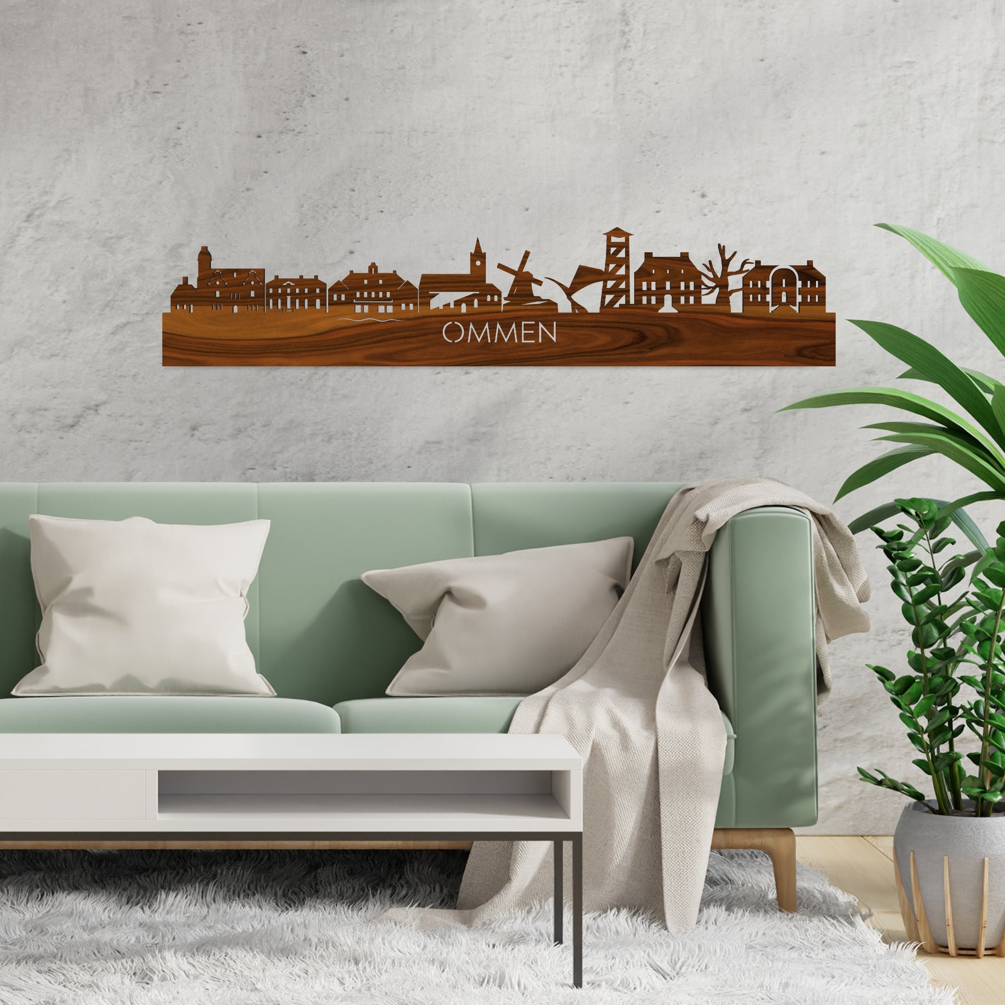 Skyline Ommen Palissander houten cadeau decoratie relatiegeschenk van WoodWideCities