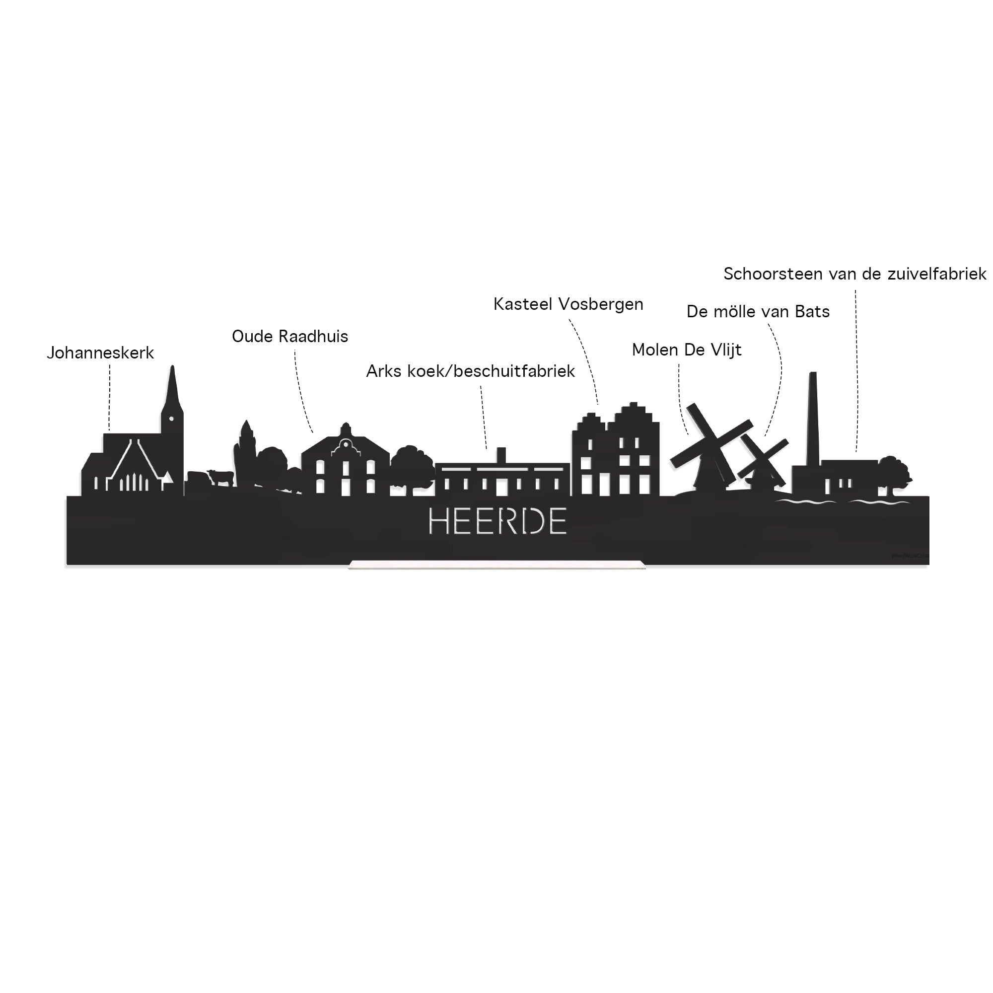 Skyline Onderzetters Heerde Eiken en noten houten cadeau decoratie relatiegeschenk van WoodWideCities