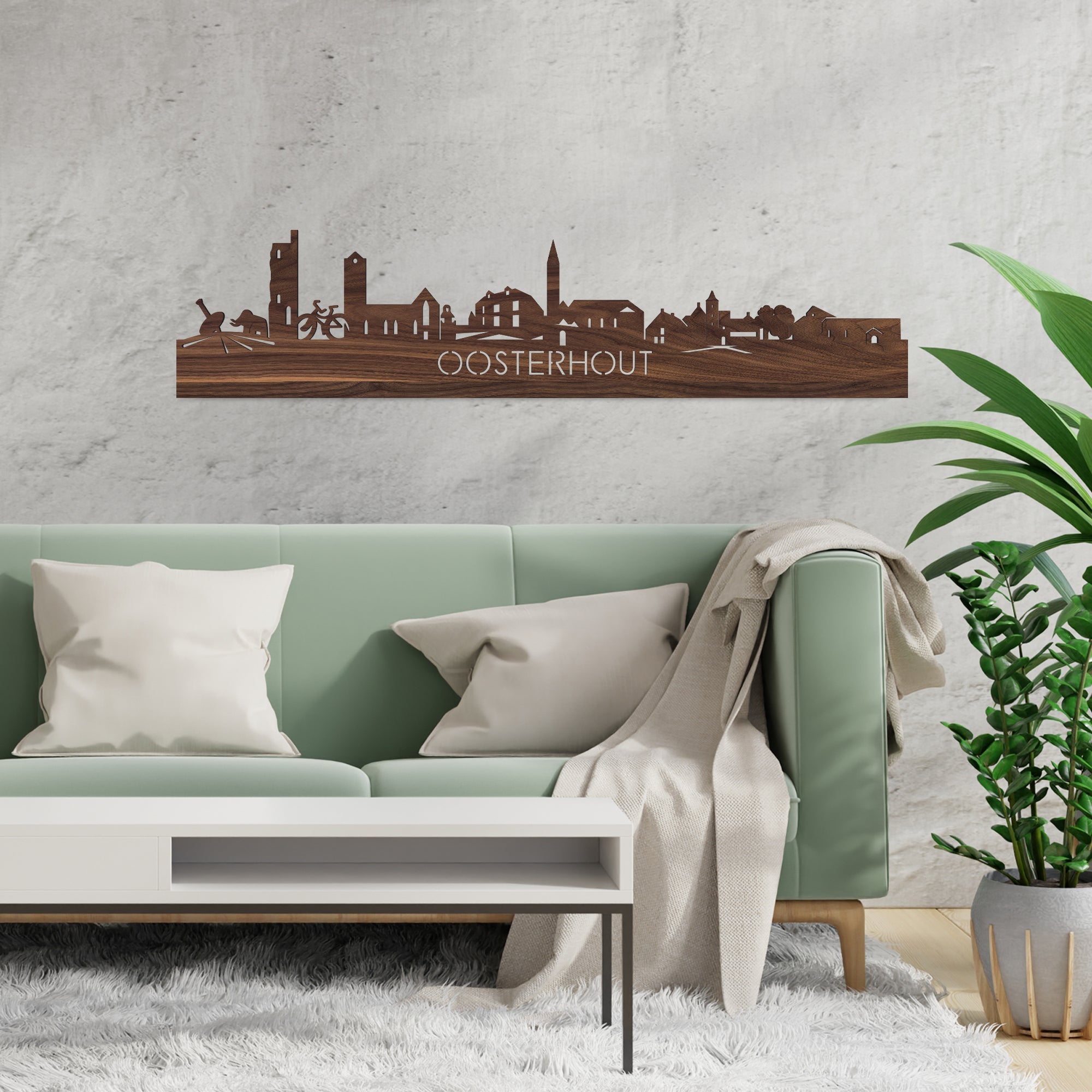 Skyline Oosterhout Noten houten cadeau decoratie relatiegeschenk van WoodWideCities