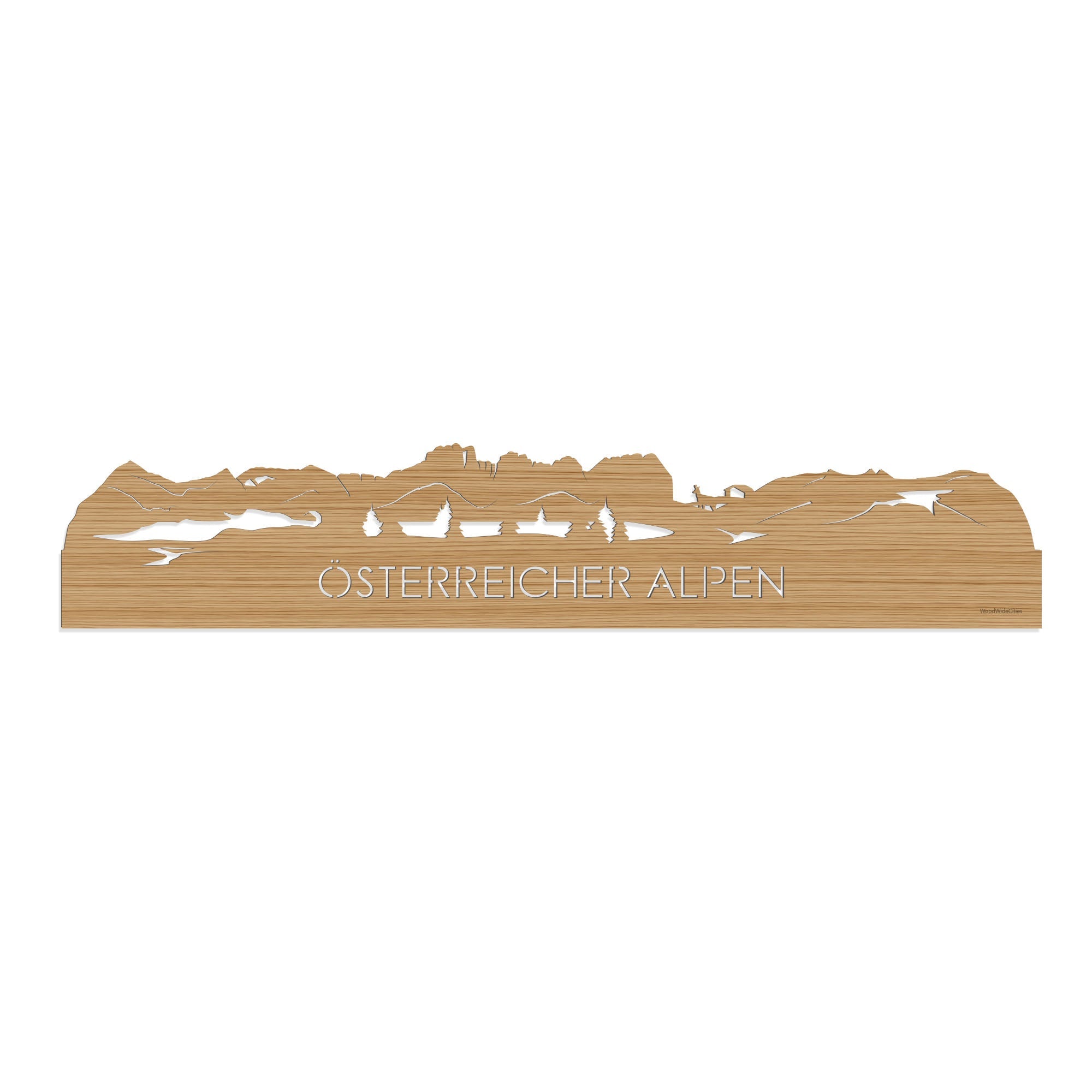 Skyline Österreicher Alpen Bamboe houten cadeau decoratie relatiegeschenk van WoodWideCities