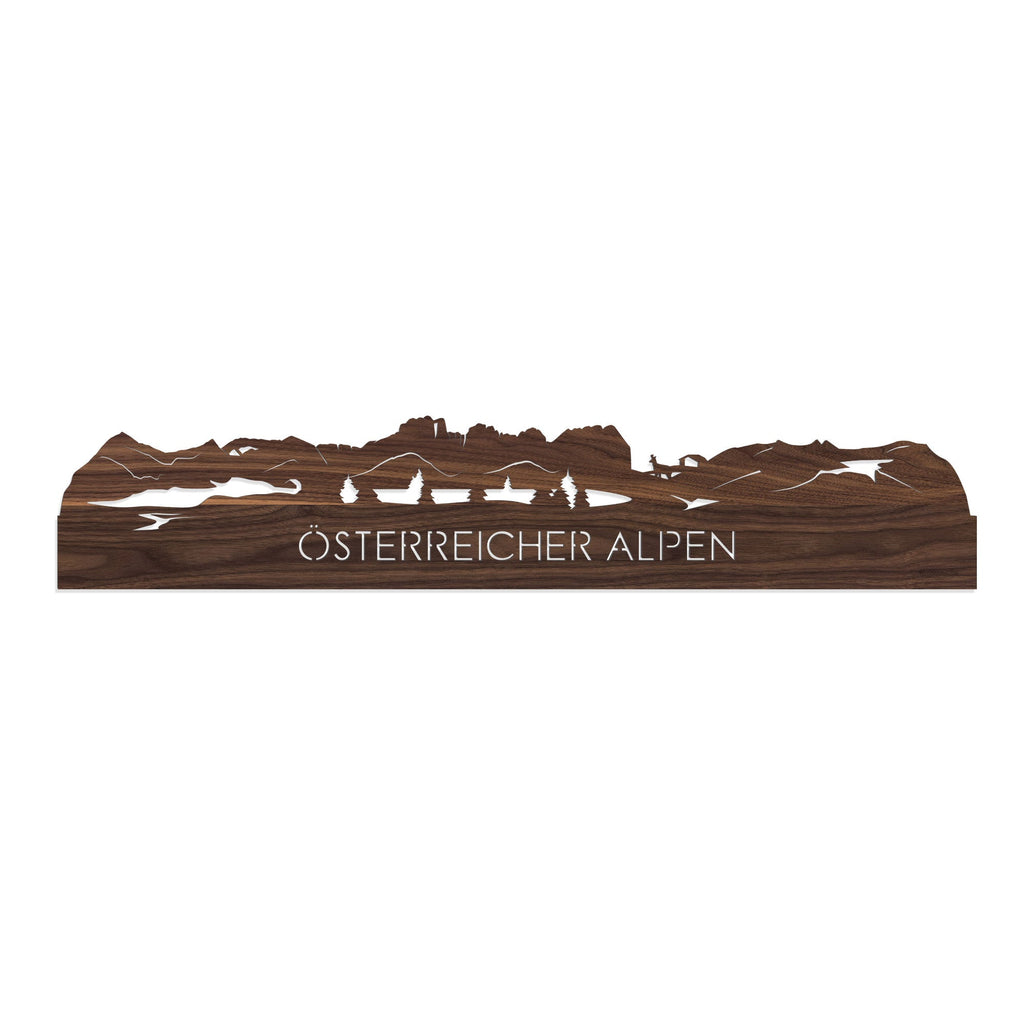 Skyline Österreicher Alpen Noten houten cadeau decoratie relatiegeschenk van WoodWideCities