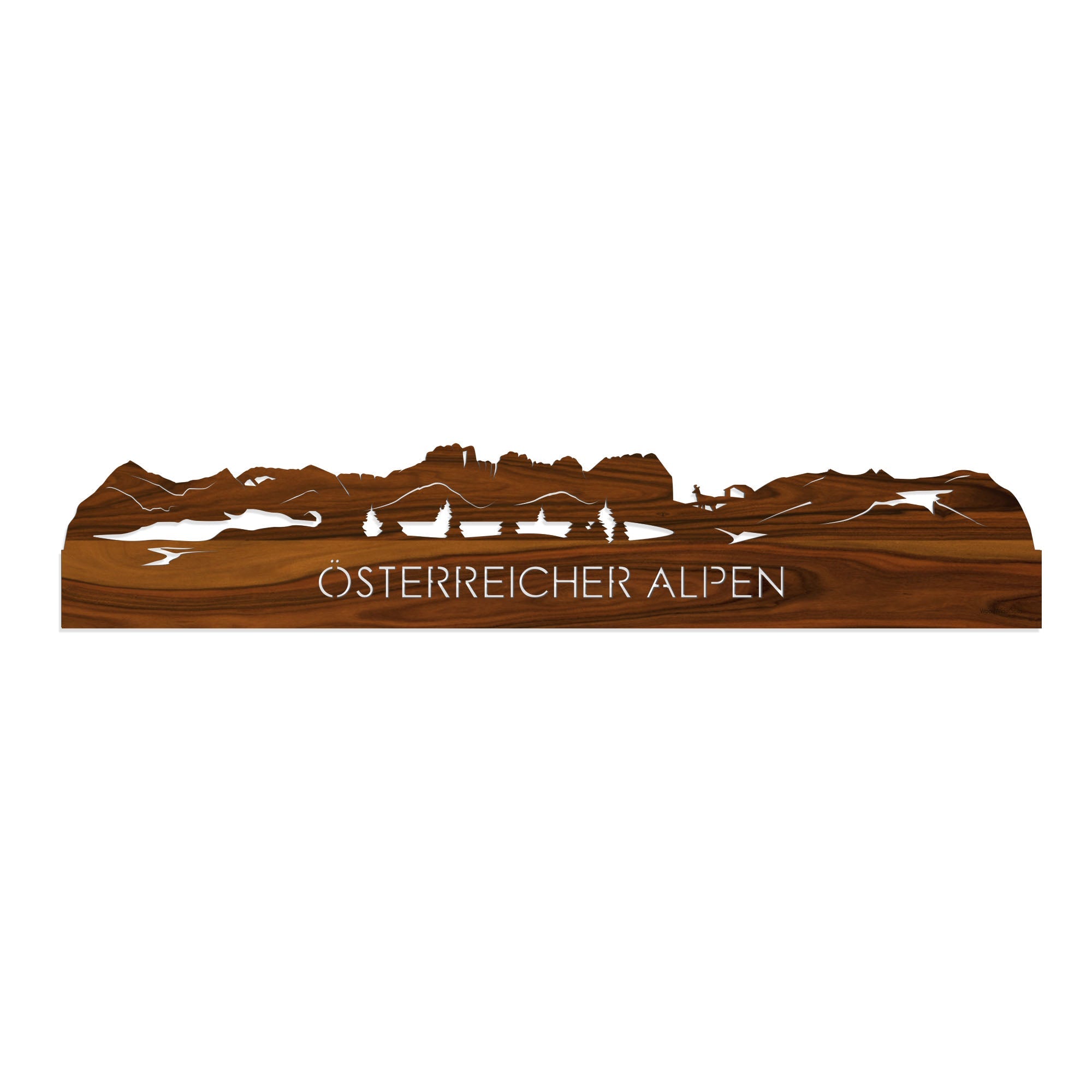 Skyline Österreicher Alpen Palissander houten cadeau decoratie relatiegeschenk van WoodWideCities