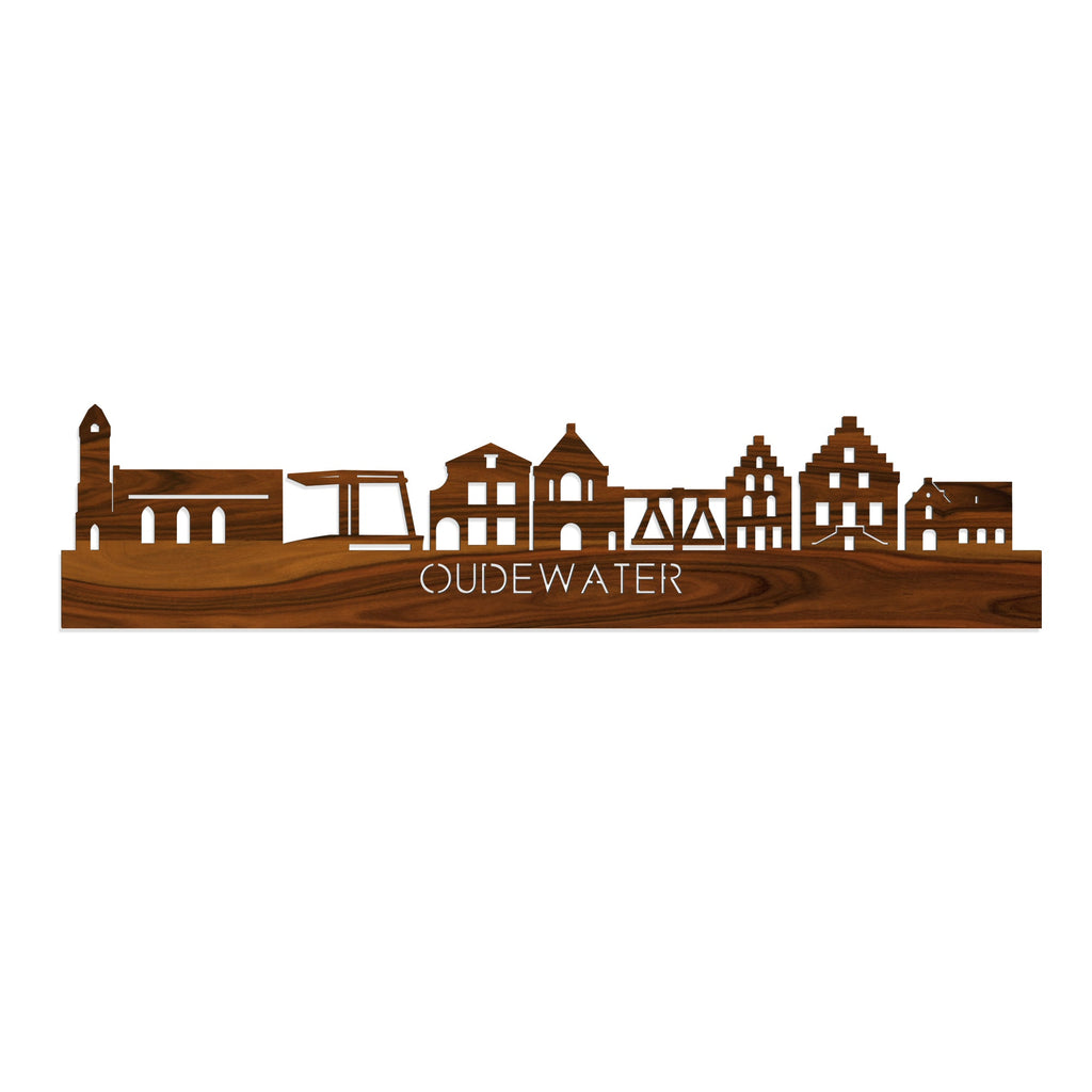 Skyline Oudewater Palissander houten cadeau decoratie relatiegeschenk van WoodWideCities