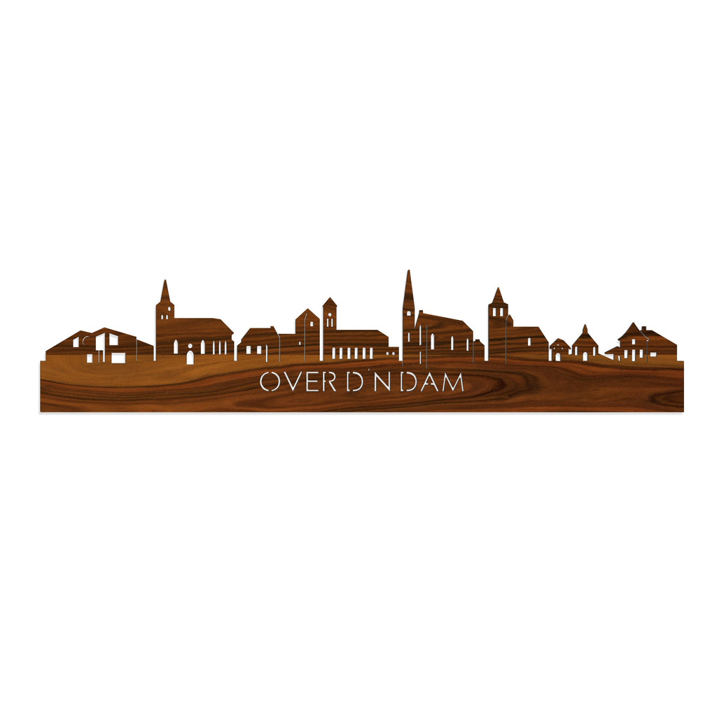 Skyline Over d'n Dam Palissander houten cadeau decoratie relatiegeschenk van WoodWideCities