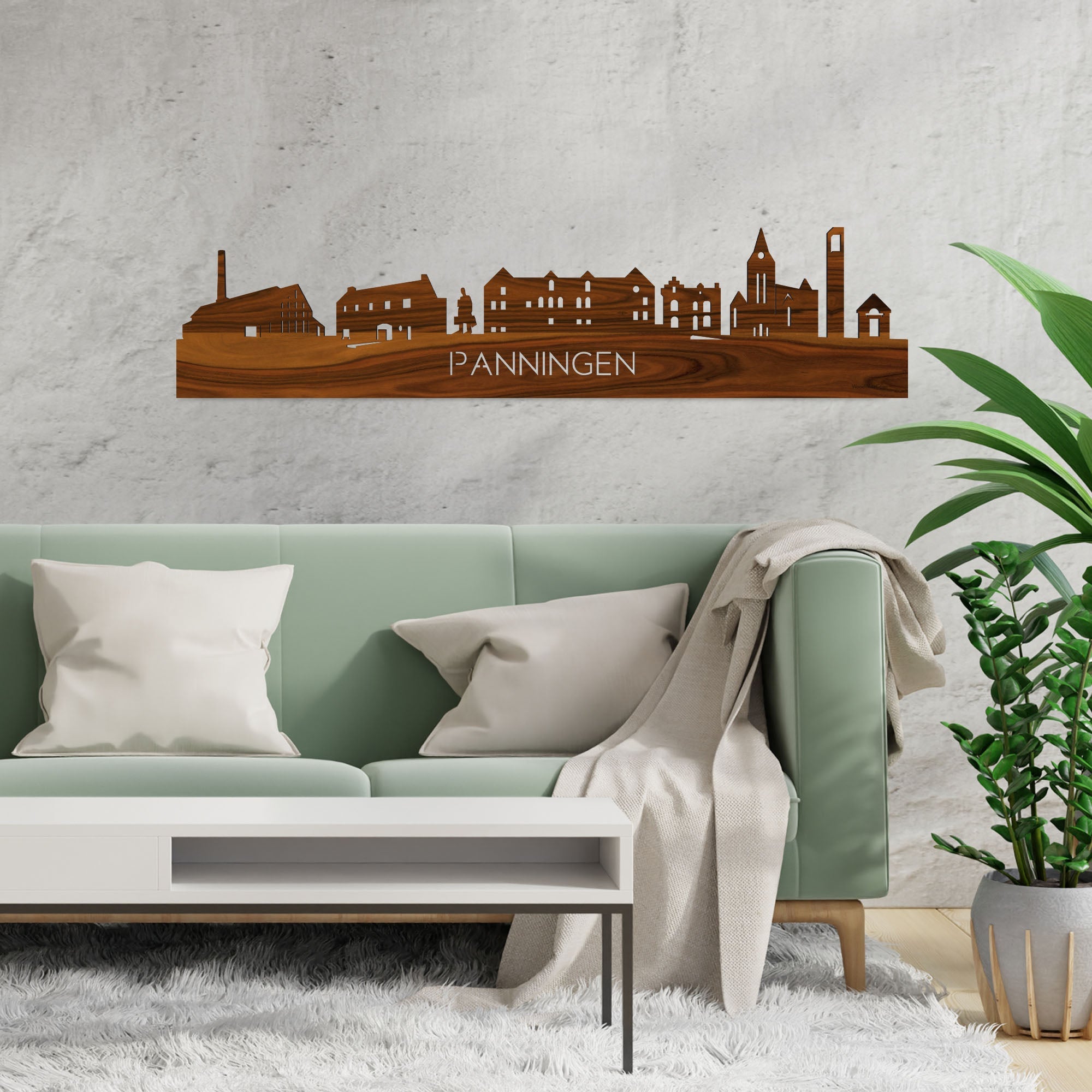 Skyline Panningen Palissander houten cadeau decoratie relatiegeschenk van WoodWideCities