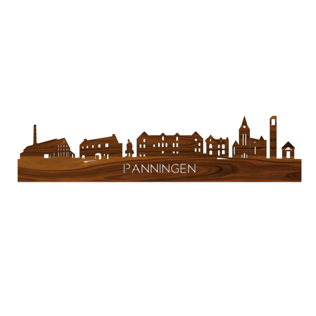 Skyline Panningen Palissander houten cadeau decoratie relatiegeschenk van WoodWideCities