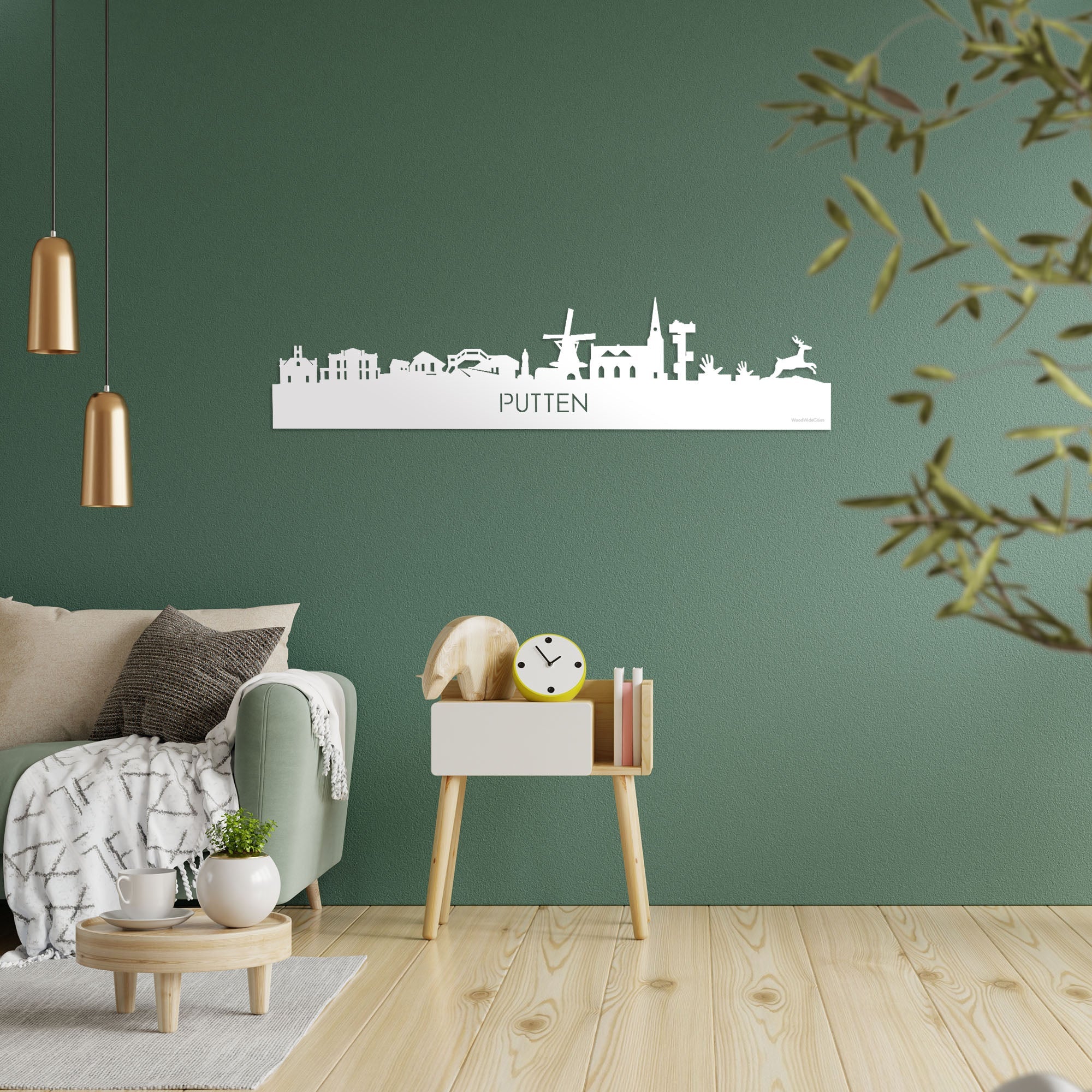 Skyline Putten Wit glanzend gerecycled kunststof cadeau decoratie relatiegeschenk van WoodWideCities