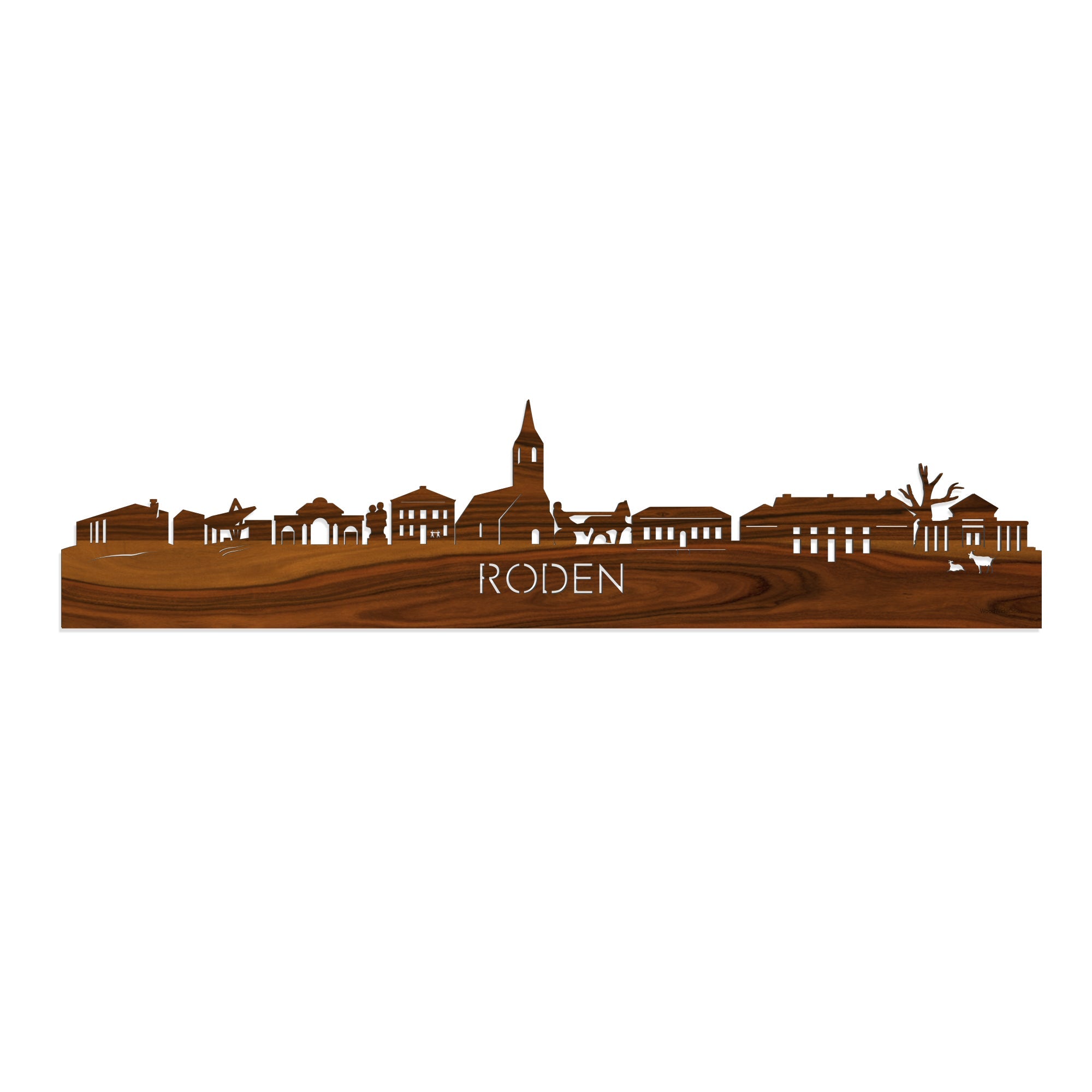 Skyline Roden Palissander houten cadeau decoratie relatiegeschenk van WoodWideCities