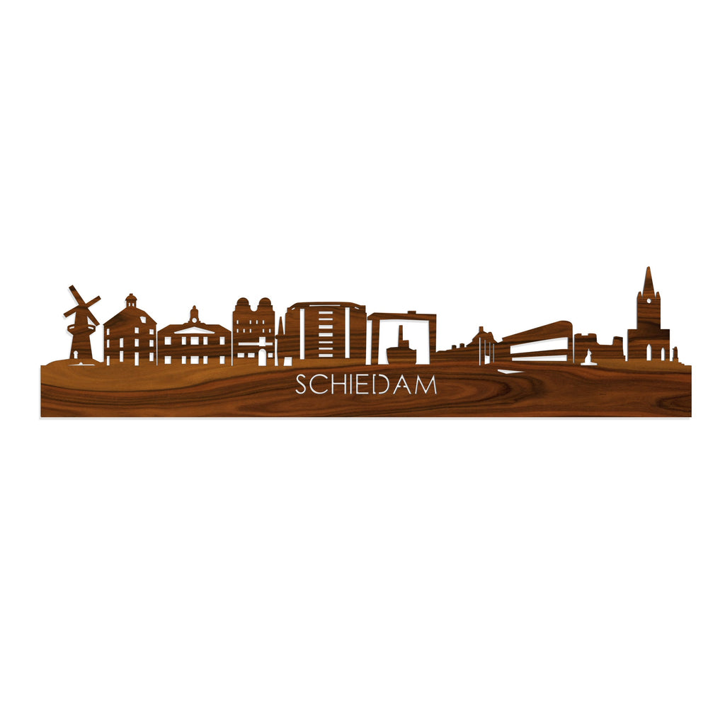 Skyline Schiedam Palissander houten cadeau decoratie relatiegeschenk van WoodWideCities