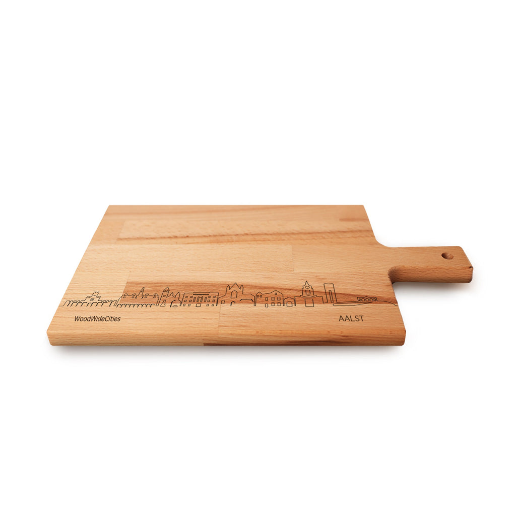 Skyline Serveerplank Aalst houten cadeau decoratie relatiegeschenk van WoodWideCities