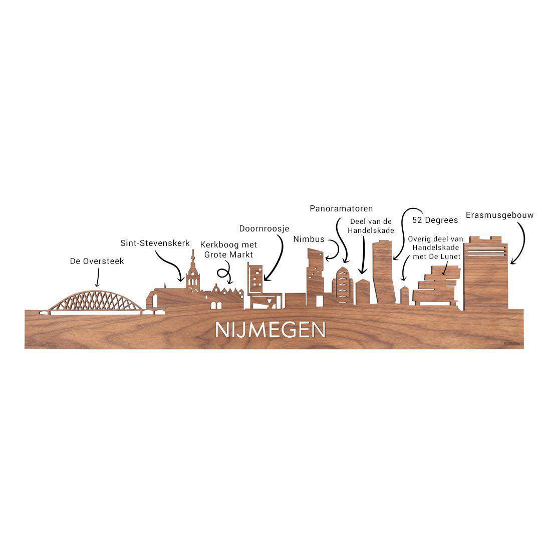 Skyline Serveerplank Rond Nijmegen houten cadeau decoratie relatiegeschenk van WoodWideCities