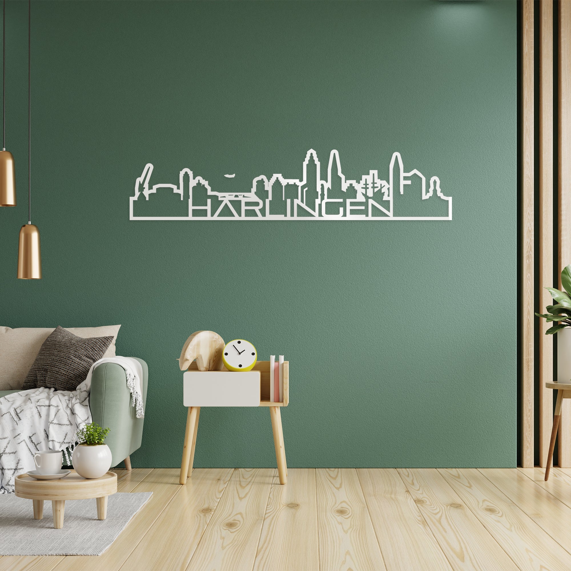 Skyline Shape Harlingen Wit glanzend gerecycled kunststof cadeau decoratie relatiegeschenk van WoodWideCities