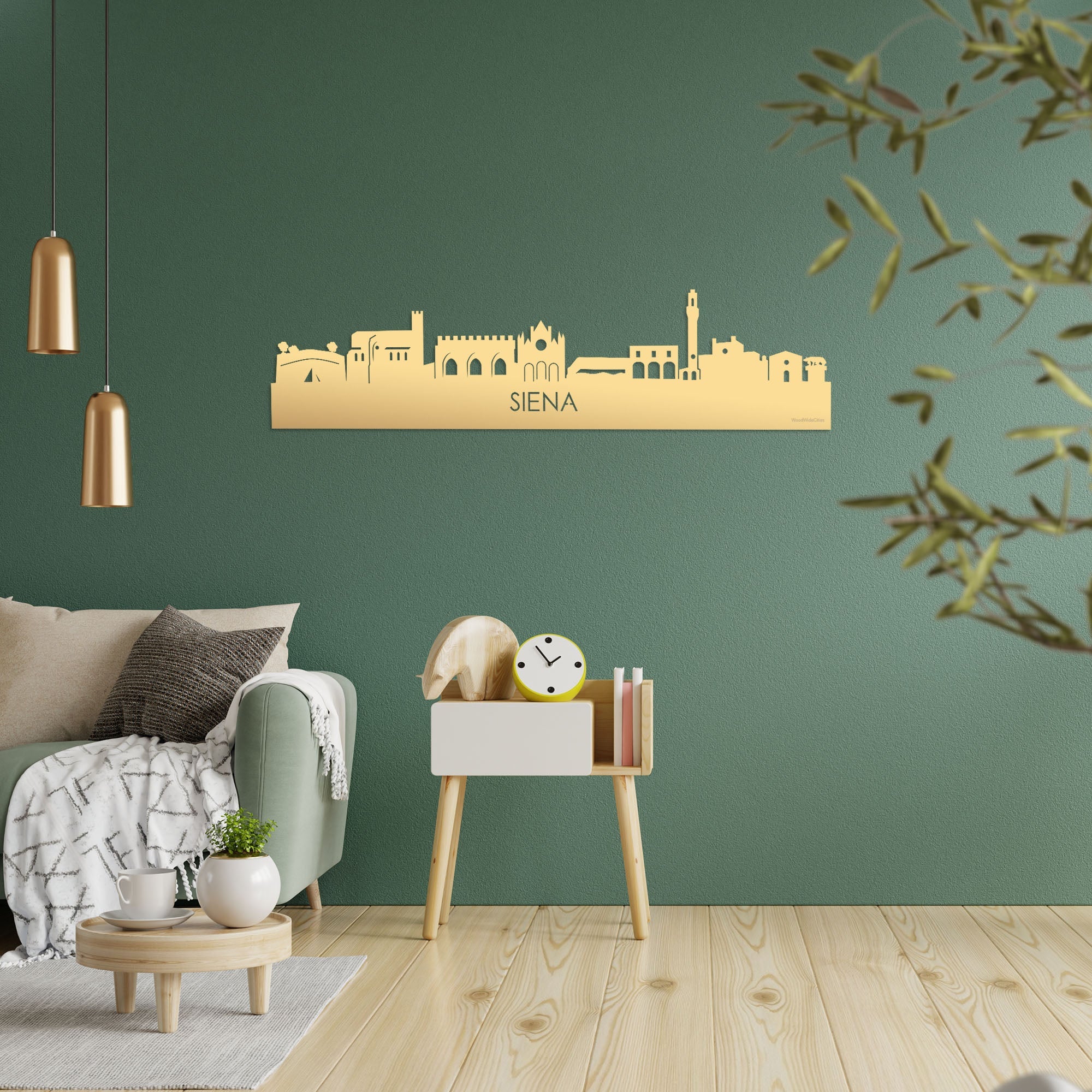 Skyline Siena Metallic Goud gerecycled kunststof cadeau decoratie relatiegeschenk van WoodWideCities