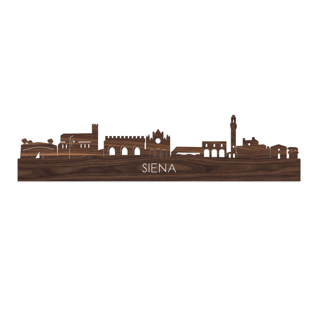 Skyline Siena Noten houten cadeau decoratie relatiegeschenk van WoodWideCities