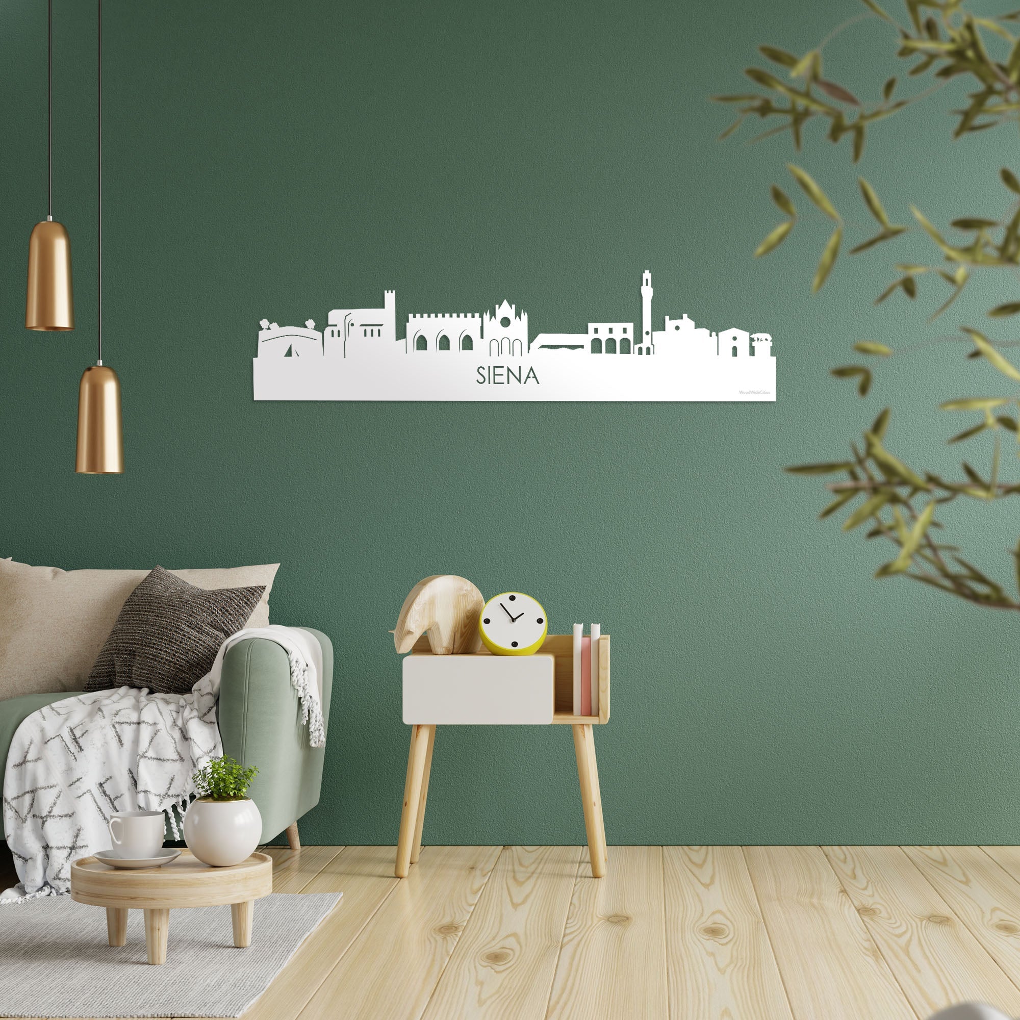 Skyline Siena Wit glanzend gerecycled kunststof cadeau decoratie relatiegeschenk van WoodWideCities