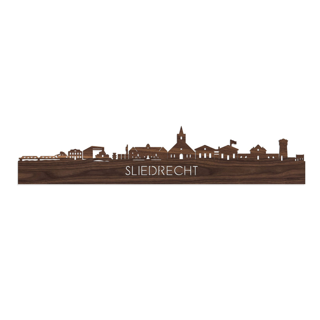 Skyline Sliedrecht Noten houten cadeau decoratie relatiegeschenk van WoodWideCities