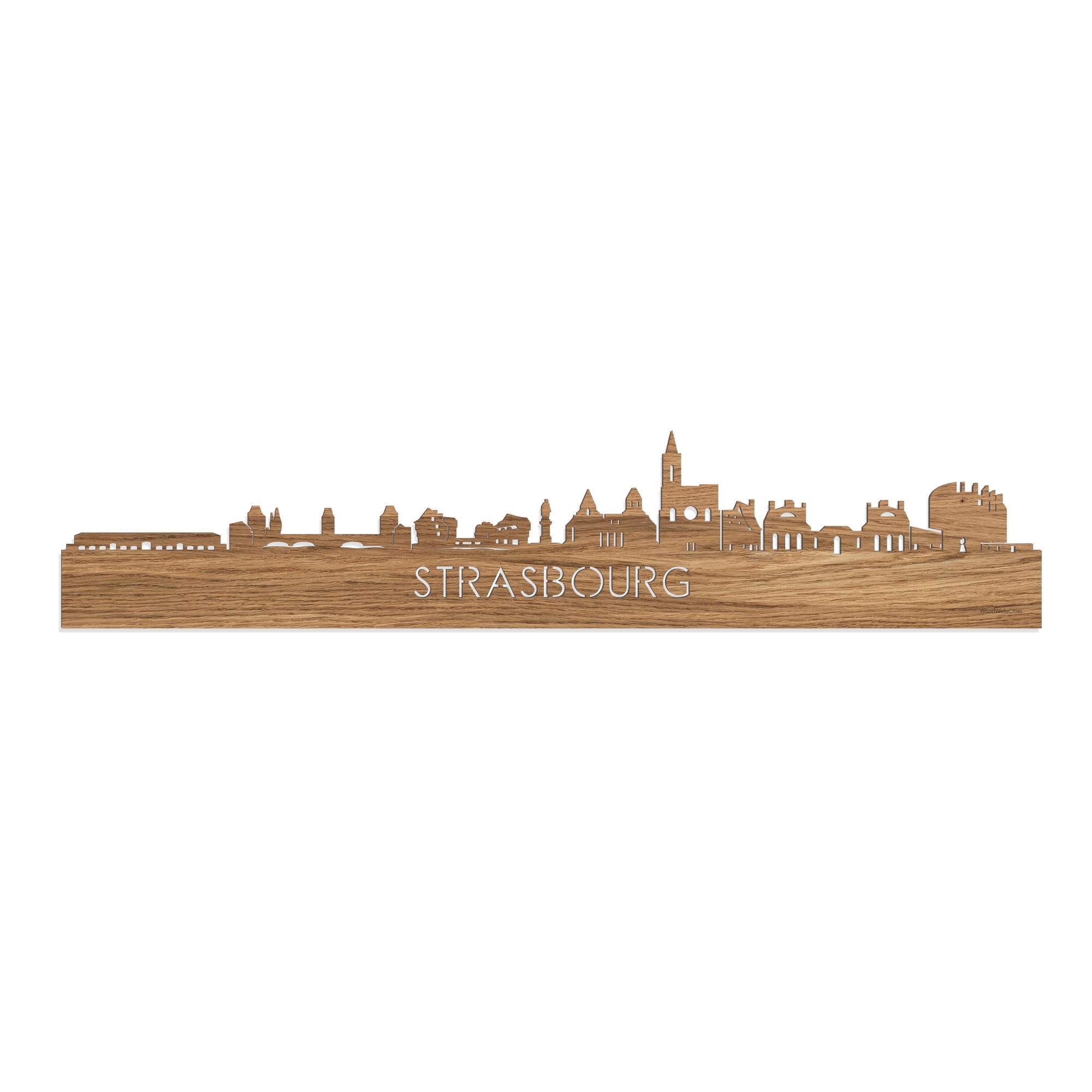 Skyline Strasbourg Eiken houten cadeau decoratie relatiegeschenk van WoodWideCities