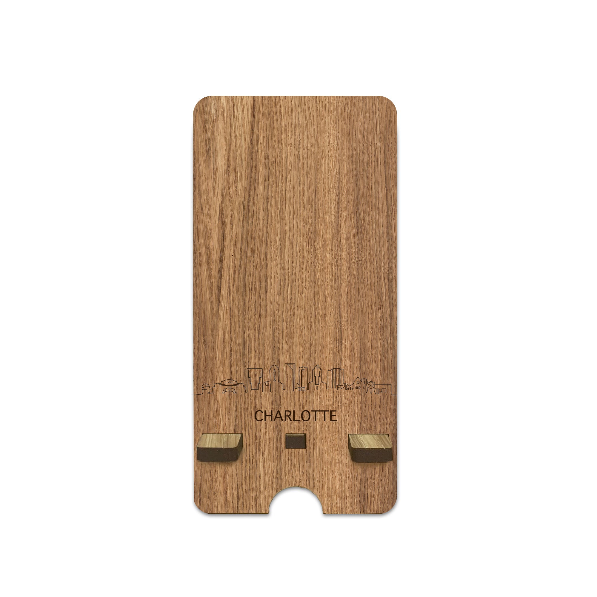 Skyline Telefoonhouder Charlotte houten cadeau decoratie relatiegeschenk van WoodWideCities