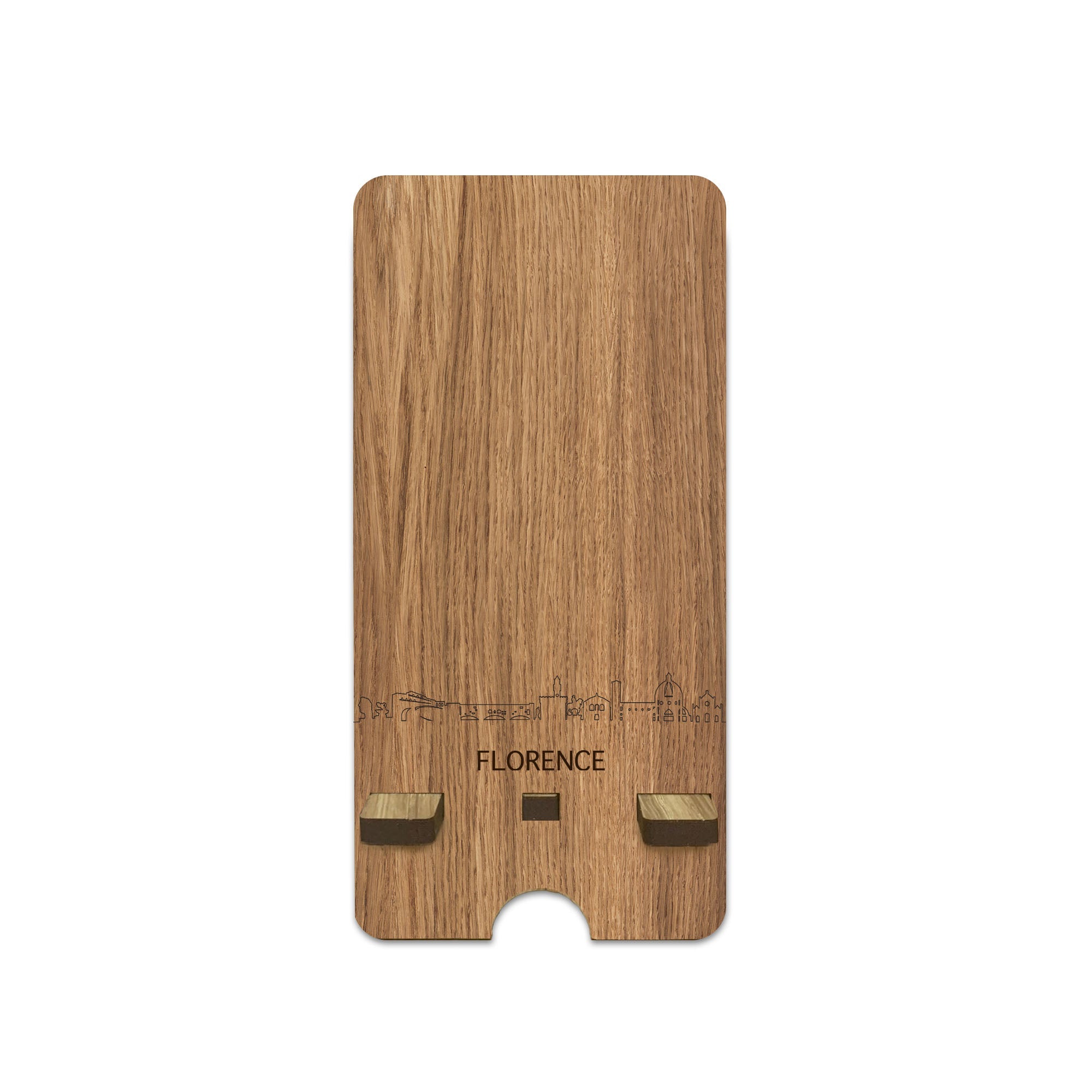 Skyline Telefoonhouder Florence houten cadeau decoratie relatiegeschenk van WoodWideCities