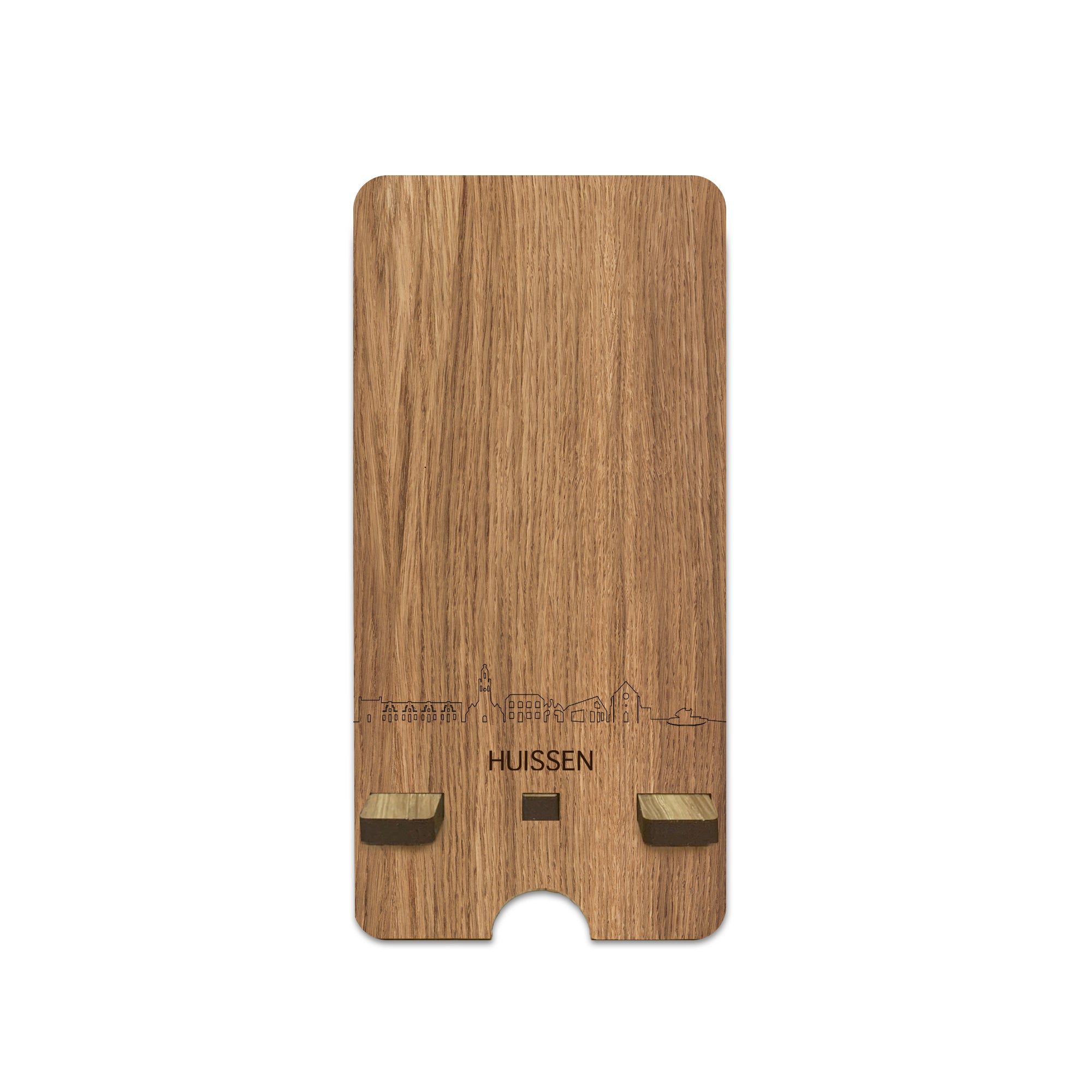 Skyline Telefoonhouder Huissen houten cadeau decoratie relatiegeschenk van WoodWideCities