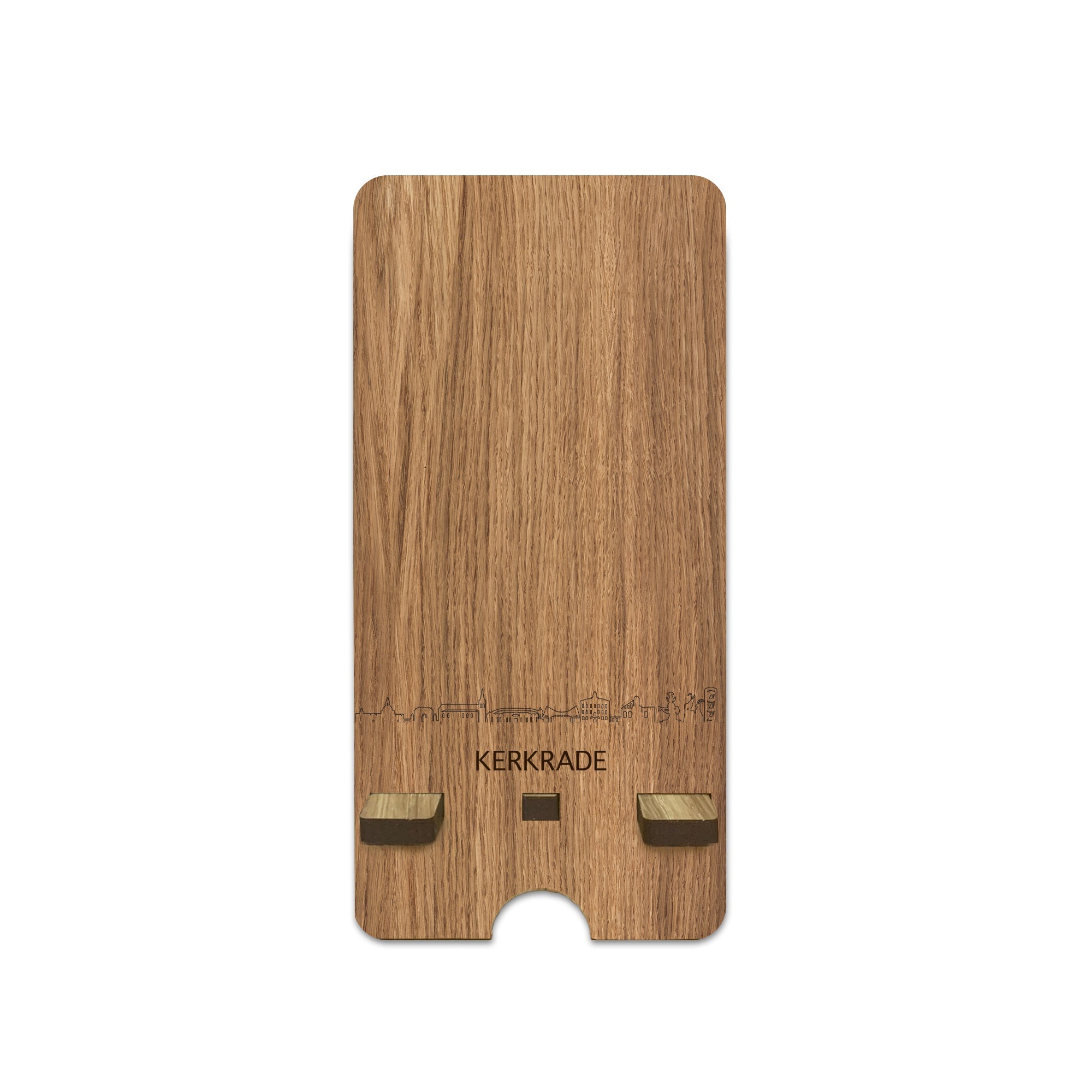 Skyline Telefoonhouder Kerkrade houten cadeau decoratie relatiegeschenk van WoodWideCities