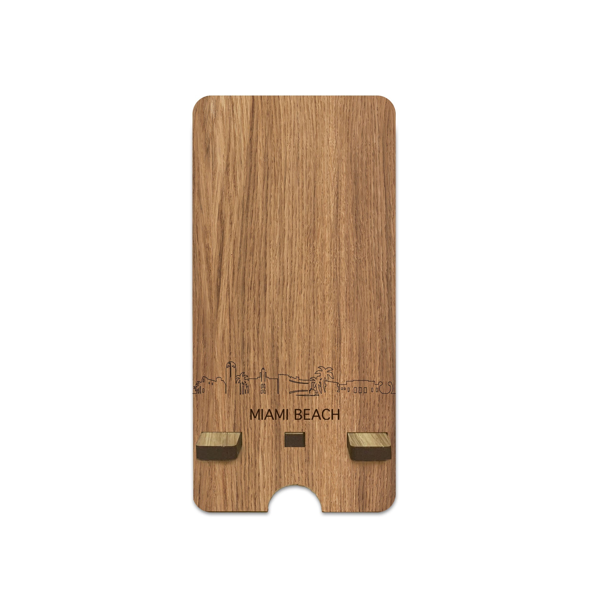 Skyline Telefoonhouder Miami-beach houten cadeau decoratie relatiegeschenk van WoodWideCities