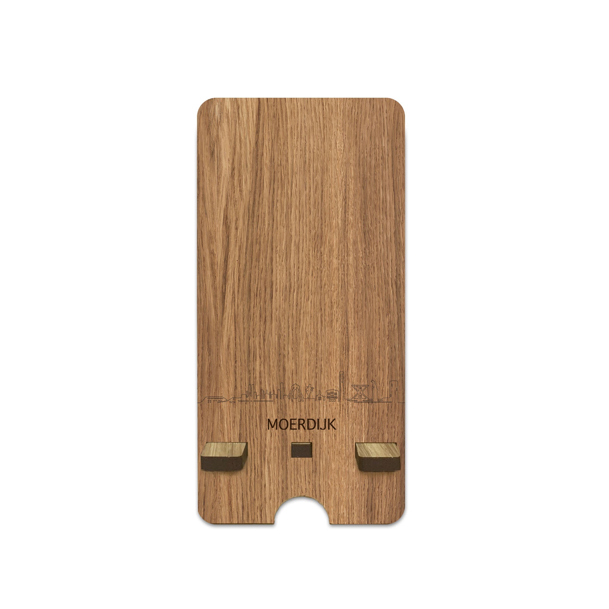 Skyline Telefoonhouder Moerdijk houten cadeau decoratie relatiegeschenk van WoodWideCities